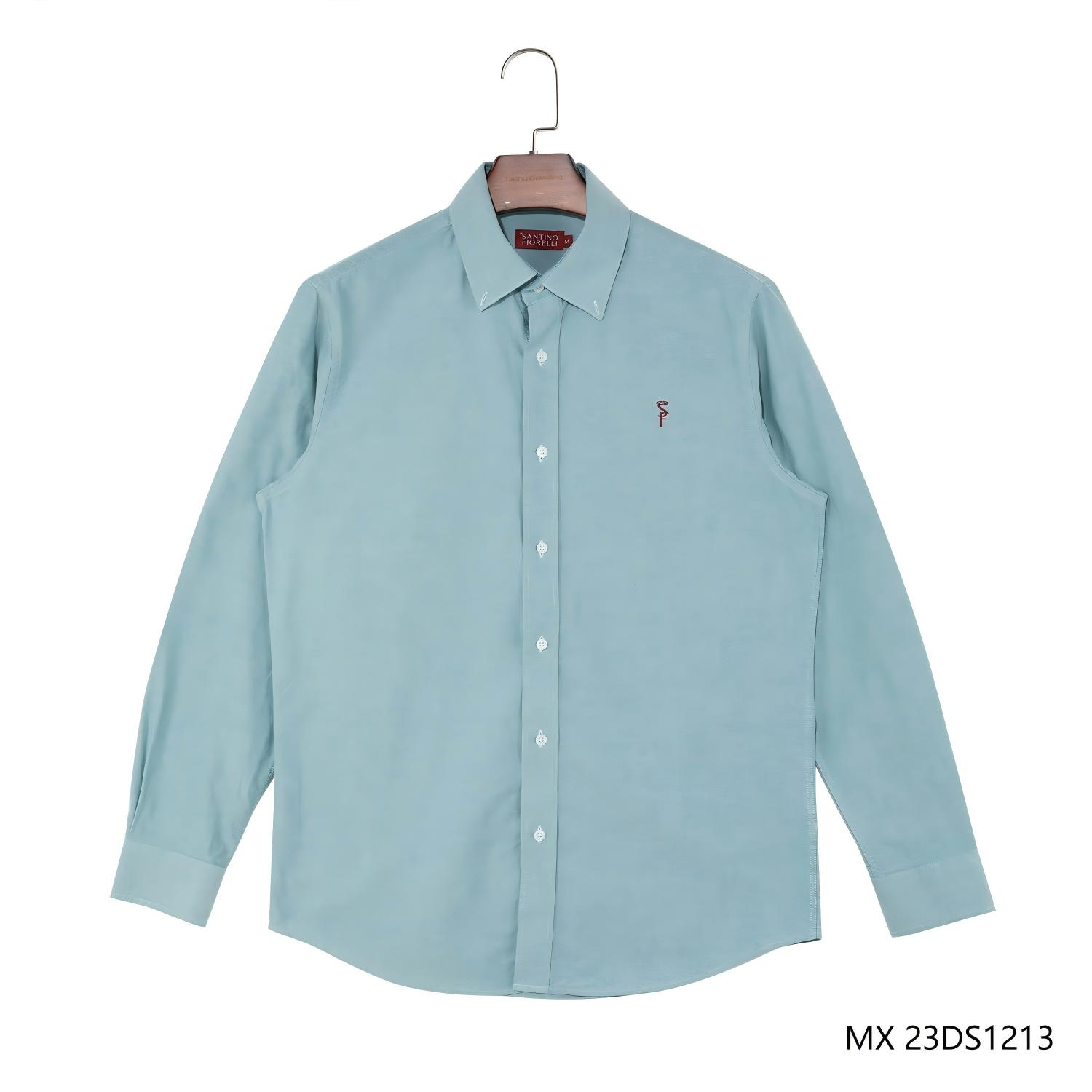 Men's 100% Cotton Green Plain Button Down Long Sleeve Shirts