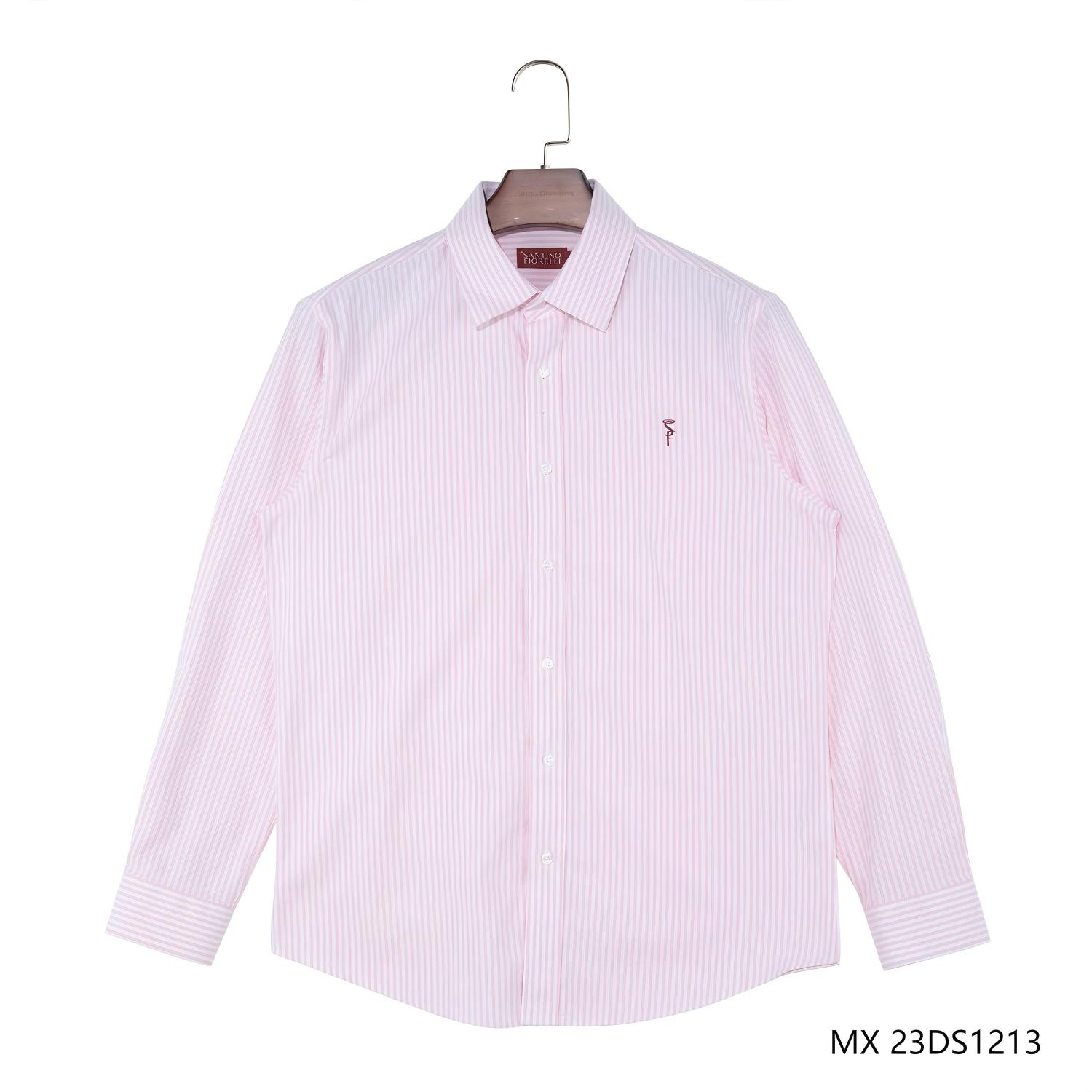 Men's 100% Cotton Pink And White Stripes Button Down Long Sleeve Shirts