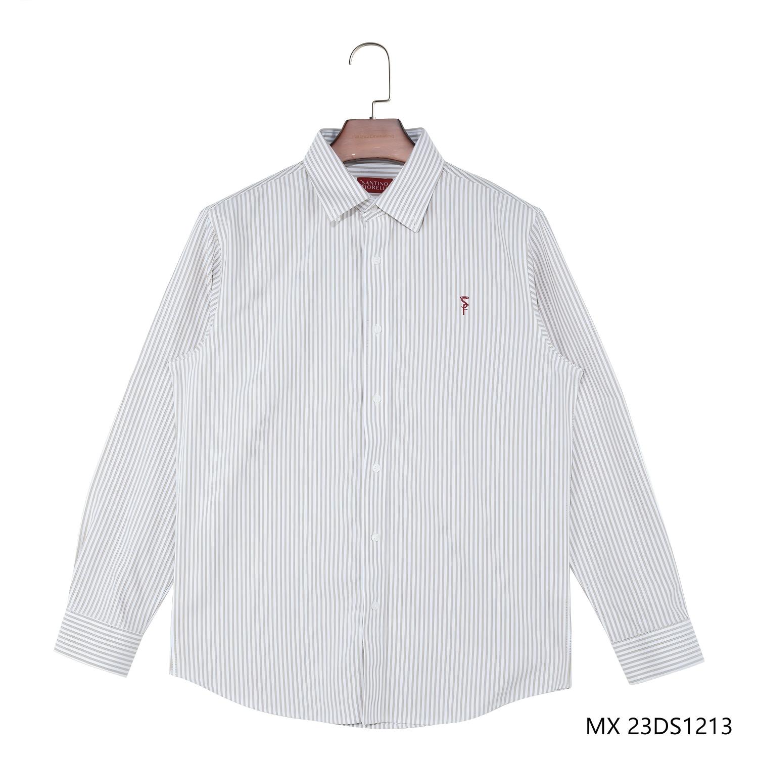 Men's 100% Cotton Orange And White Stripes Button Down Long Sleeve Shirts