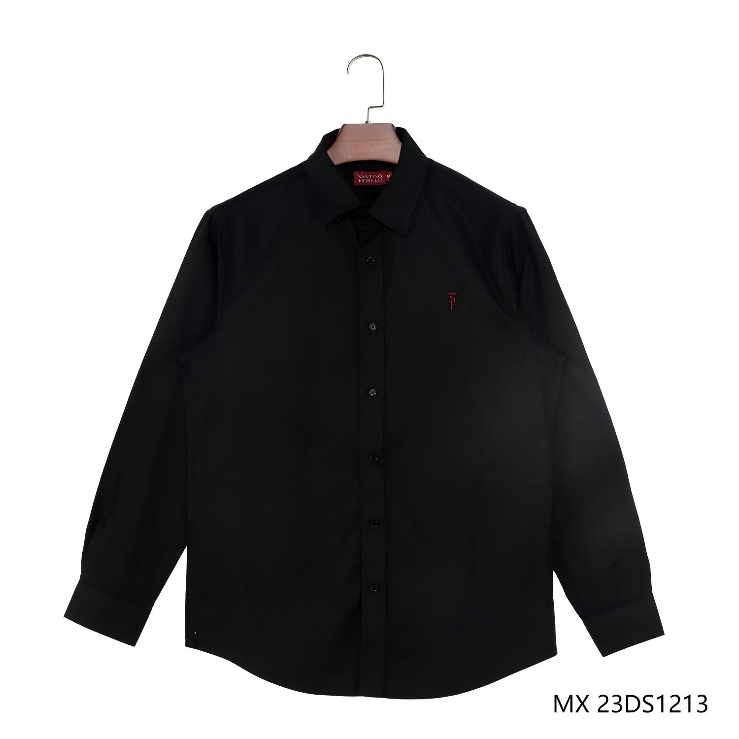 Men's 100% Cotton Black Plain Button Down Long Sleeve Shirts
