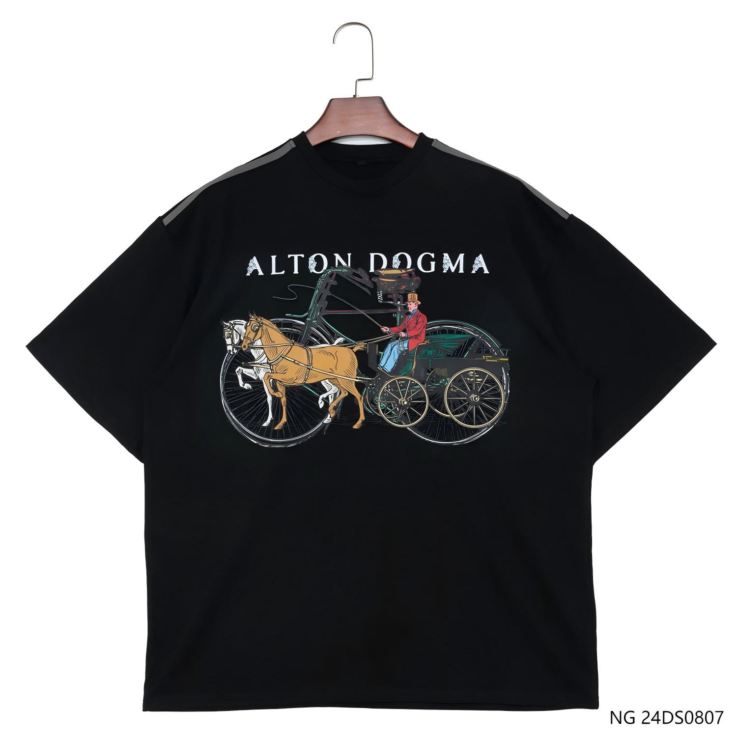 Men's 100% Cotton Printing Against The Black Short Sleeve Shirts With Round Collar