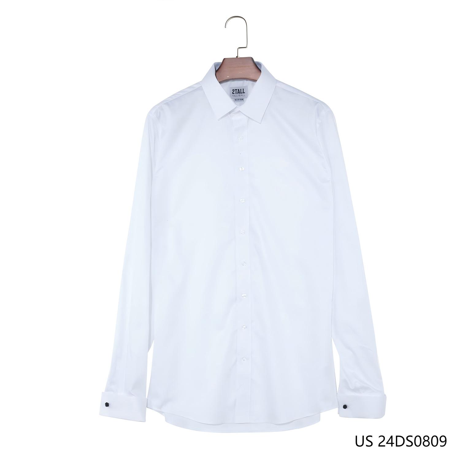 Men's 100% Cotton Slim Fit White Plain  Button Down Long Sleeve Dress Shirts 