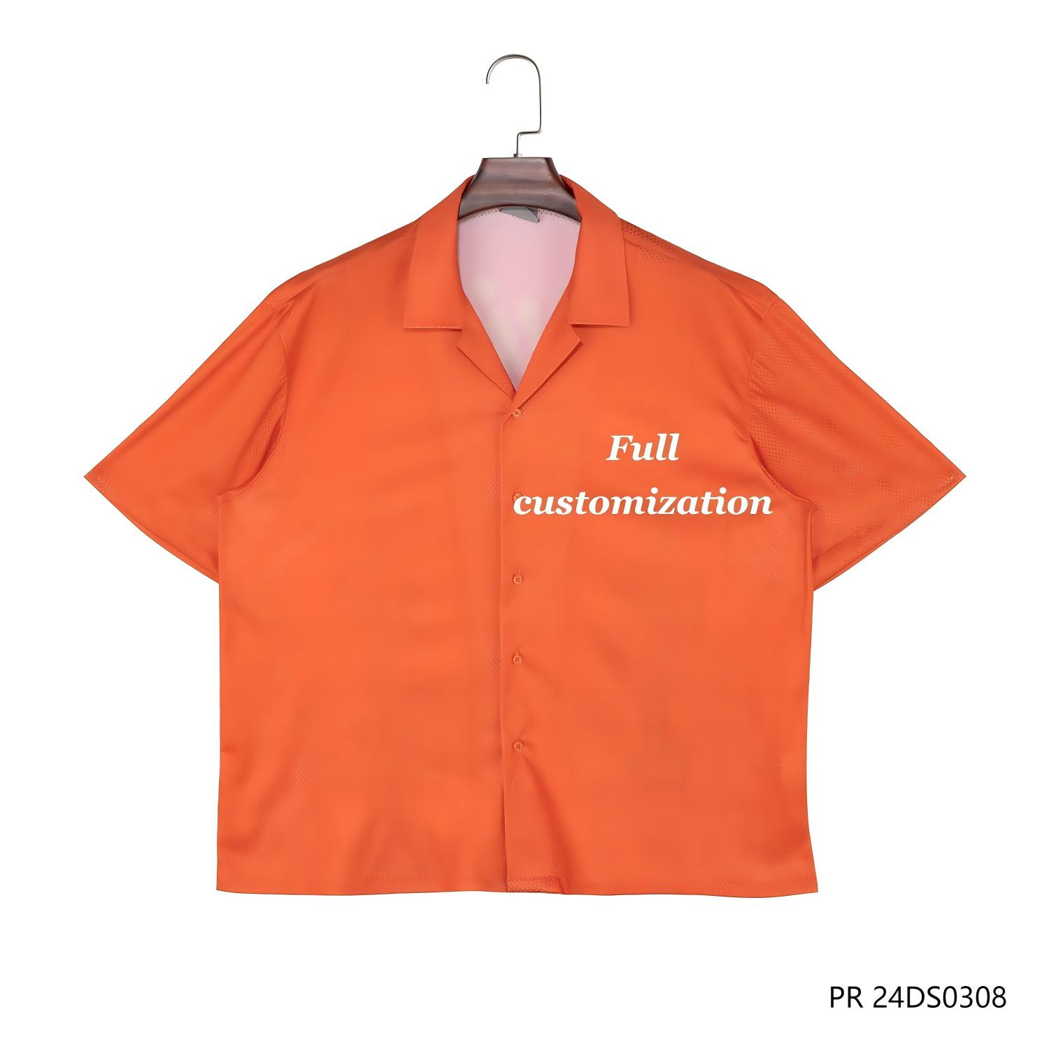 Men's 100% Polyester Short Sleeve Button Down Shirts
