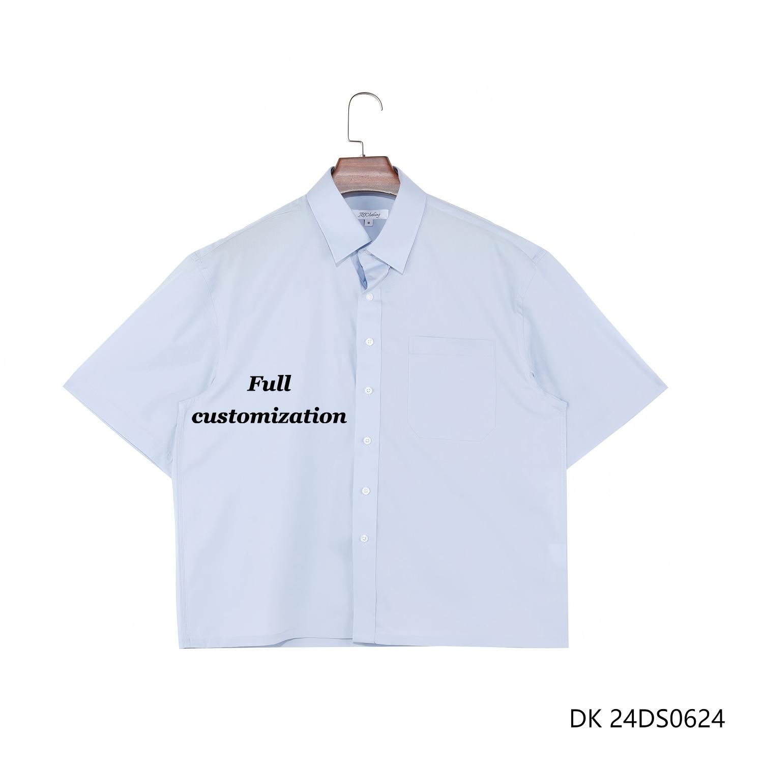 Men's 100% Cotton Light Blue Plain Short Sleeve Button Down Shirts