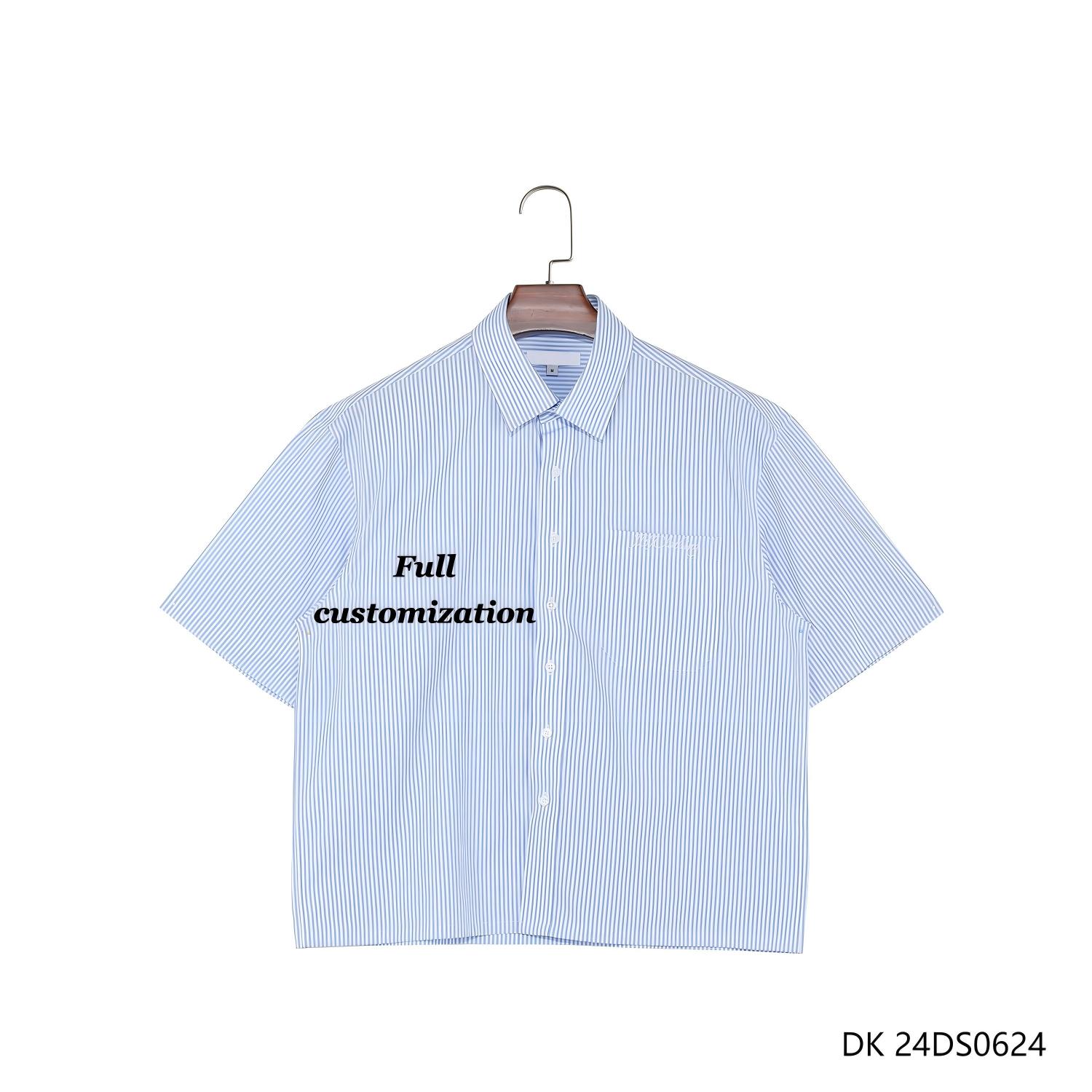 Men's 100% Cotton Blue And White Stripes Short Sleeve Button Down Shirts