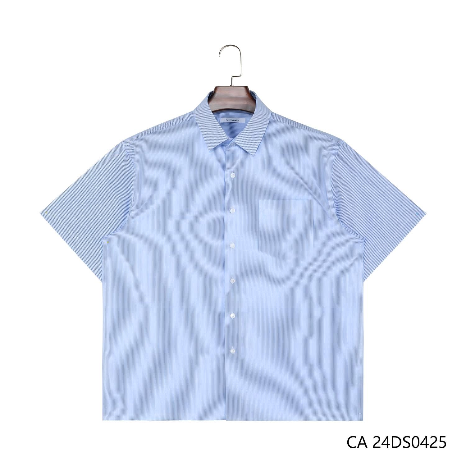 Men's 100% Cotton  Blue And White Stripes  Short Sleeve Button Down Shirts