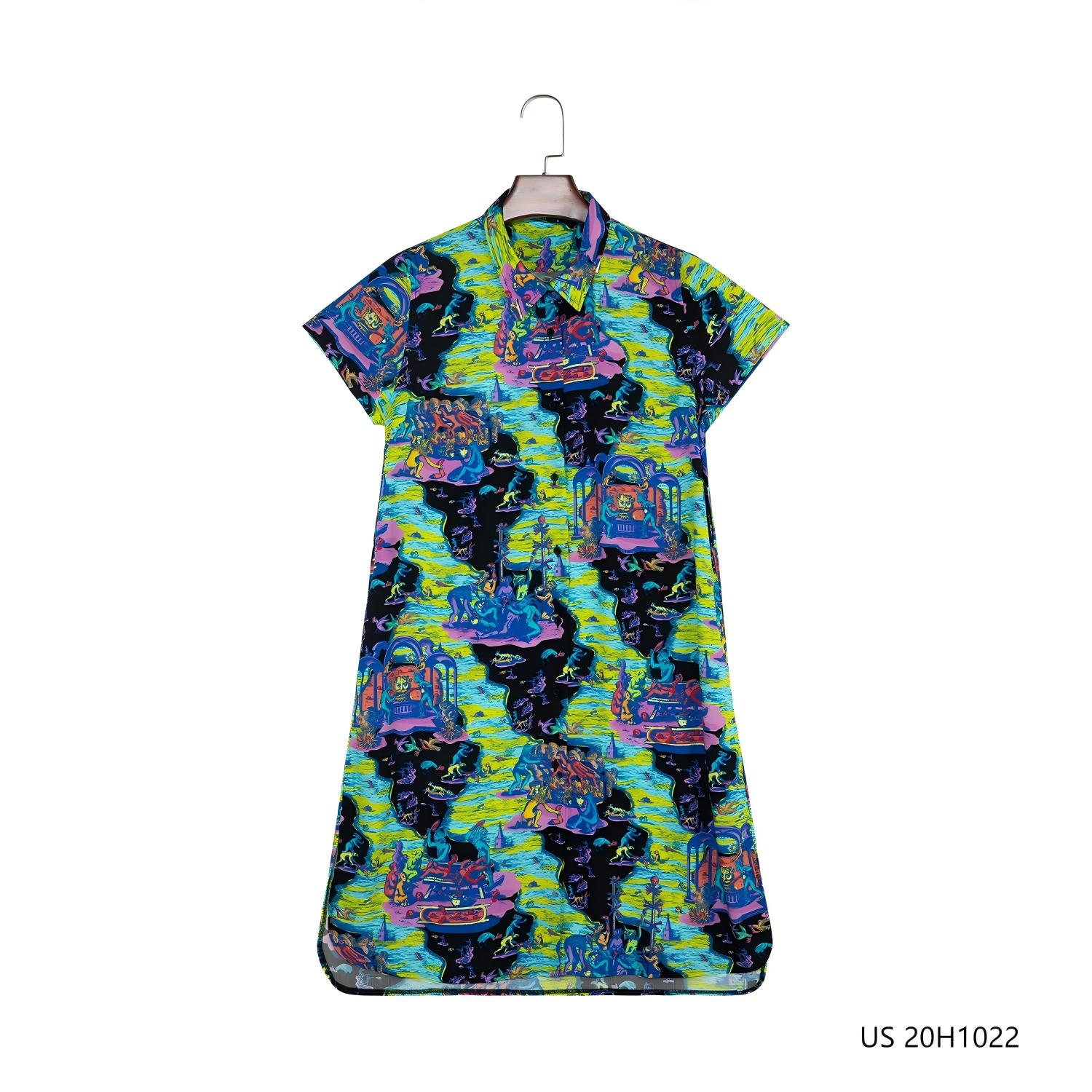Women's 100% Rayon Colorful Short Sleeve  Button Down Shirts