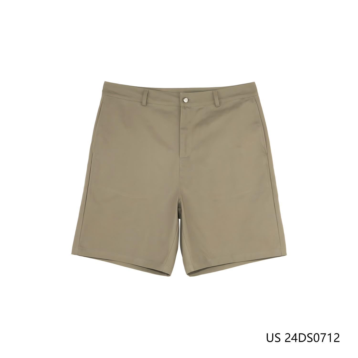 Men's 100% Cotton Khaki Zipper-up Shorts