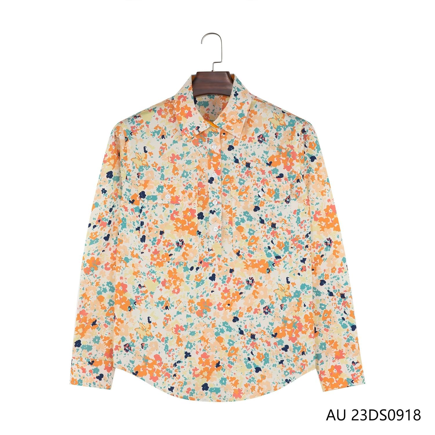 Women's  100% Colorful Irregular Patterns Button Down Long Sleeve Shirts