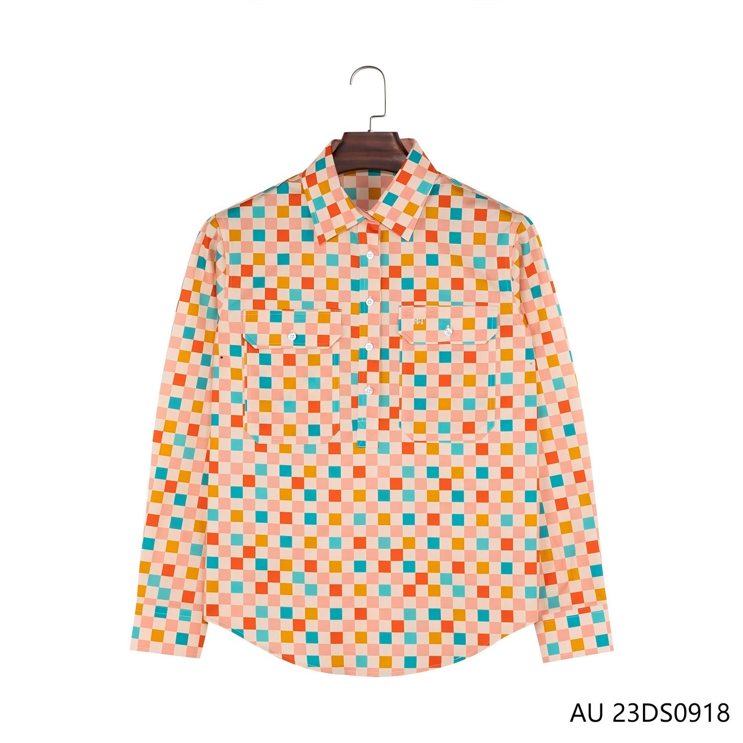 Women's 100% Cotton Mutiple Color Contrast Plaid  Button Down Long Sleeve Shirts