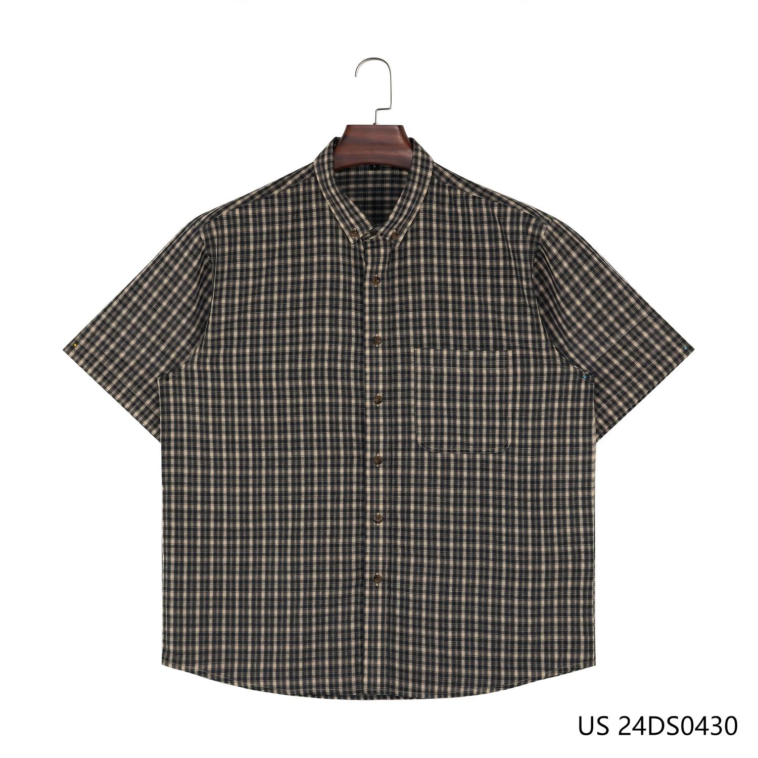 Men's Plaid Khaki Short Sleeve Button Down Shirts