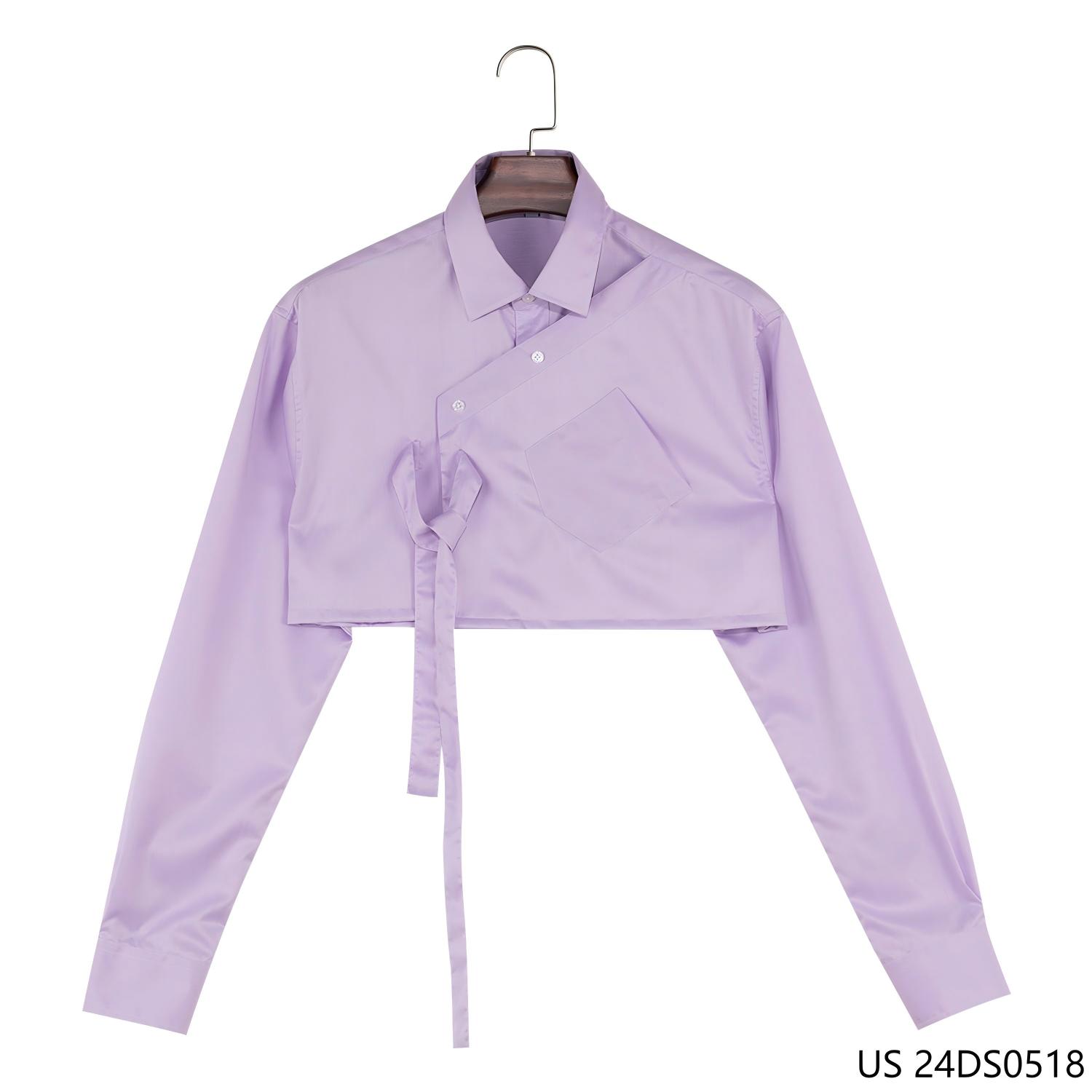Women's 100% Cotton  Plain Button Down Long Sleeve Shirts With Unique Style