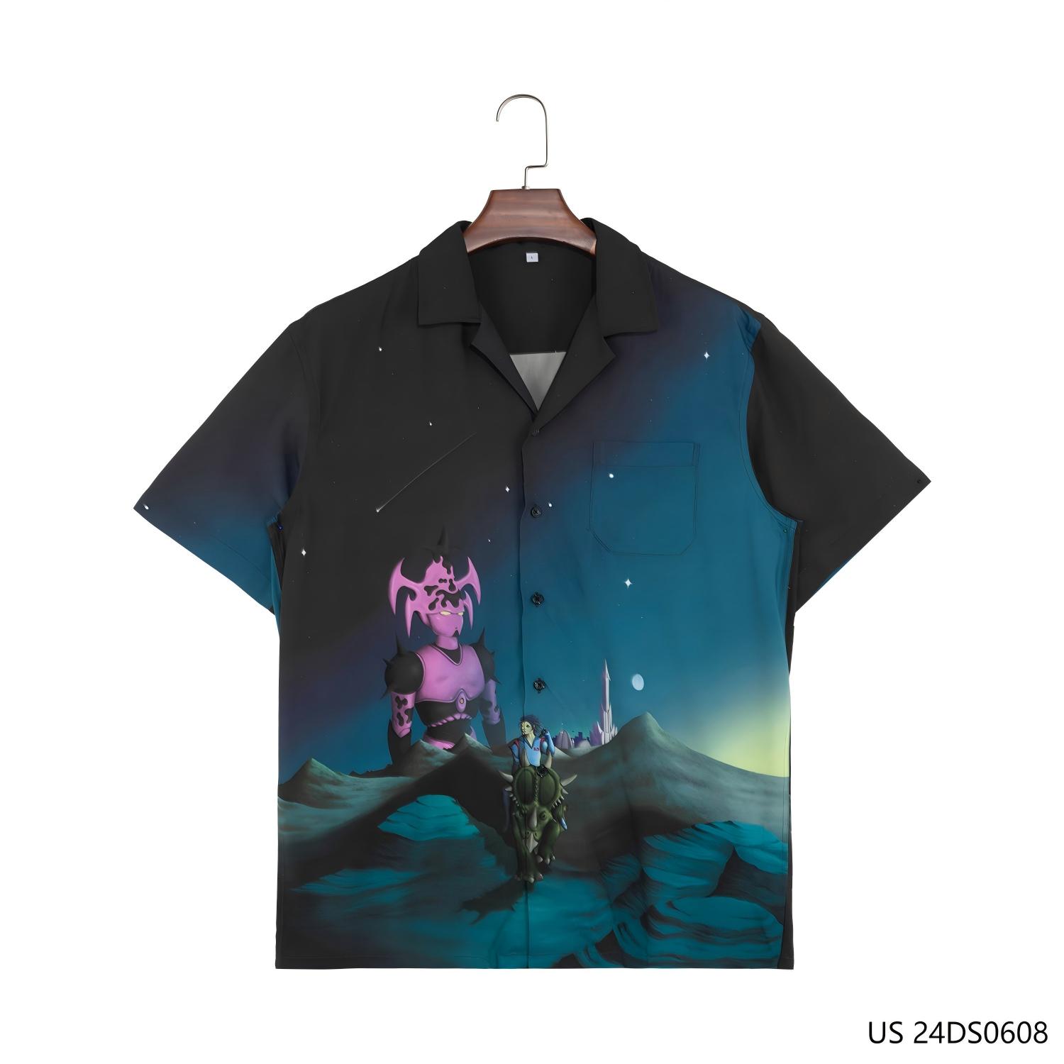 Men's 100% Rayon Mutiple Colors Contrast Short Sleeve Button Down Shirts