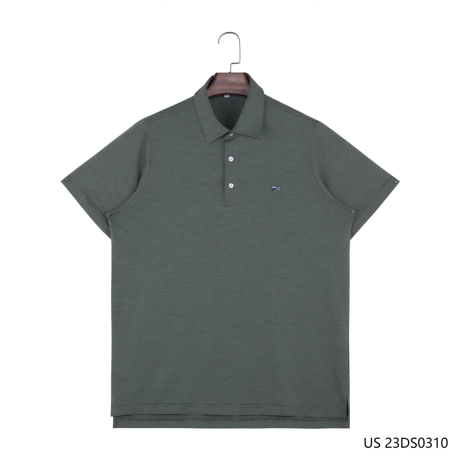 Men's 100% Cotton Embroidered And Gray Plain Short Sleeve Half-cut Placket Pullover Shirts