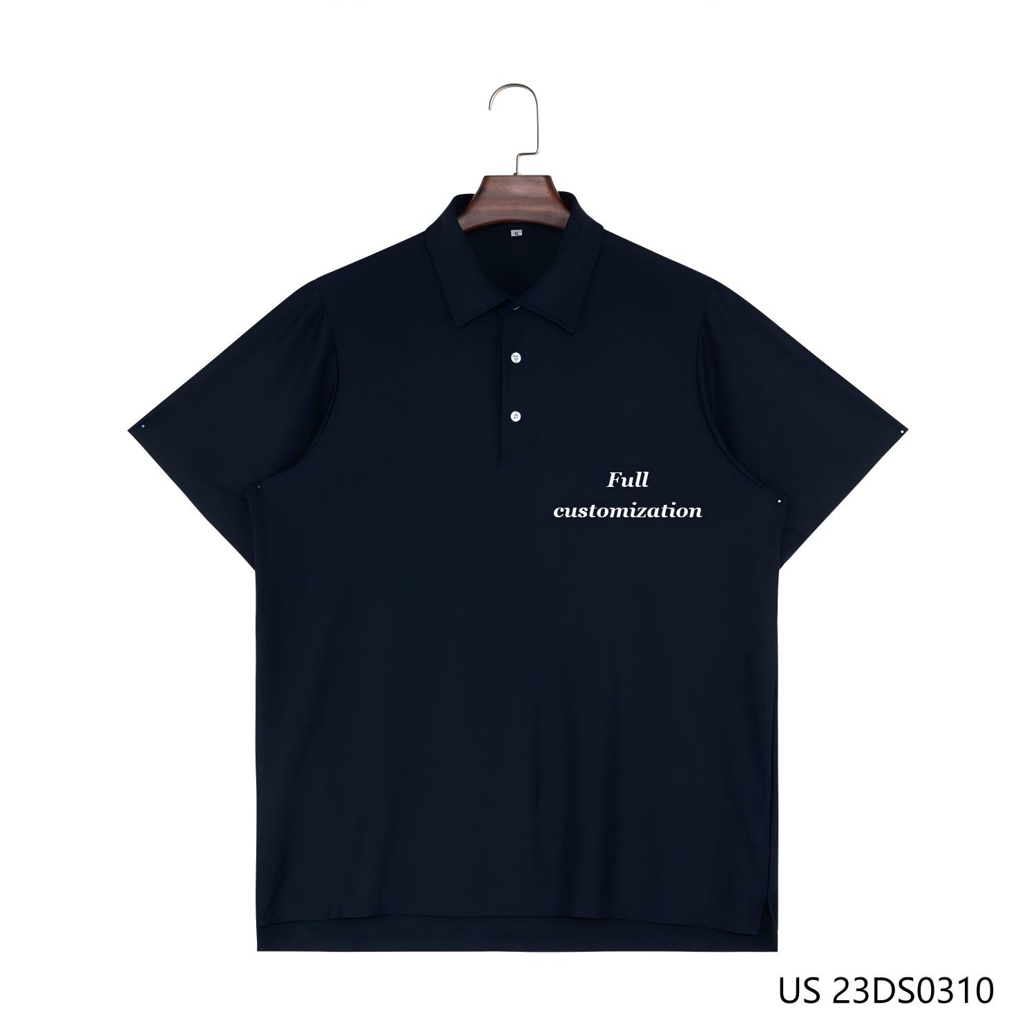 Men's 100% Cotton Black Plain Short Sleeve Half-cut Placket Pullover Shirts