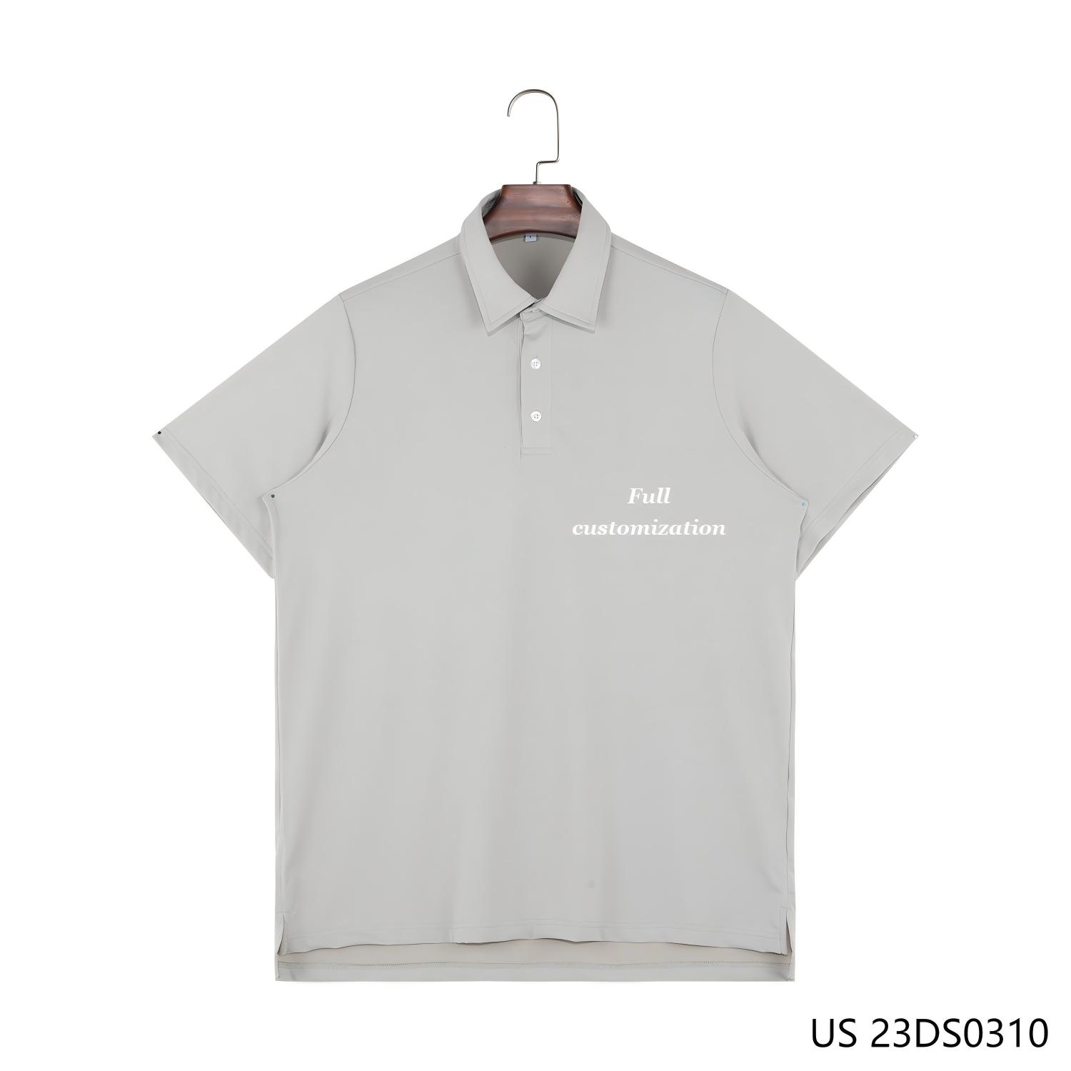Men's 100% Cotton Embroidered And Light  Gray Plain Short Sleeve Half-cut Placket Pullover Shirts