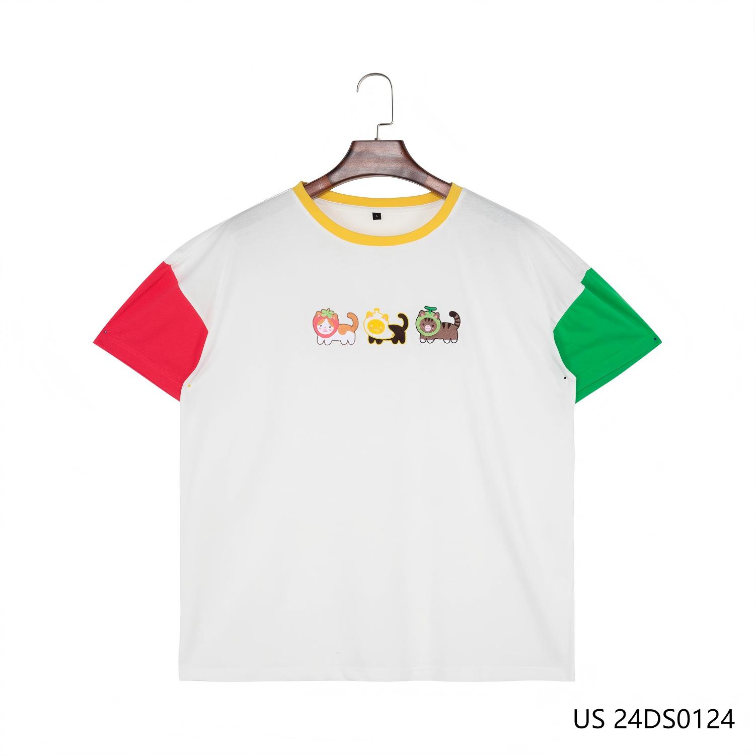 Men's 100% Cotton Red And Green Contrast Yellow Round Collar