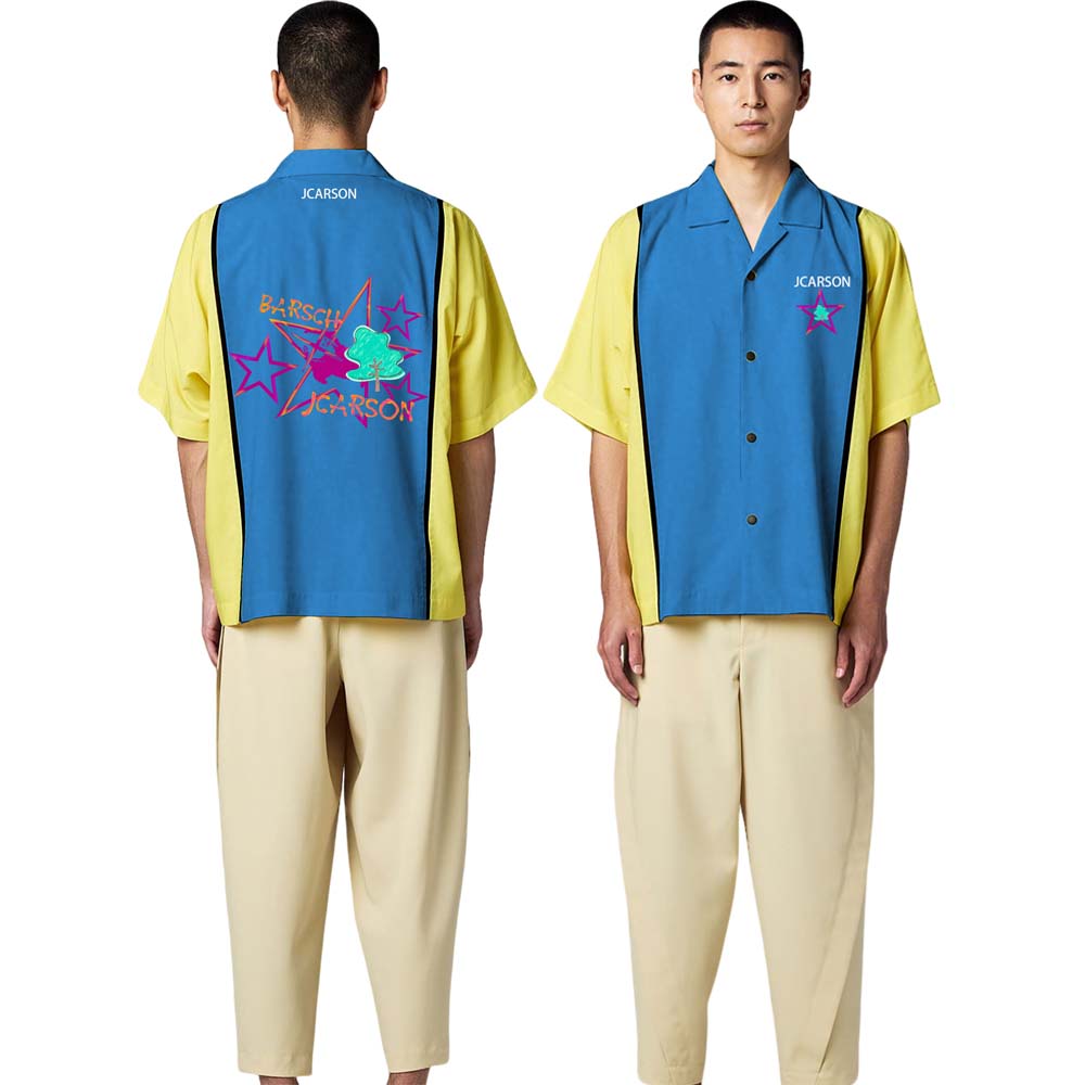 2025 New Design Printing Cuban Collar Button Down Patchwork Short Sleeve Streetwear T-shirt for Men