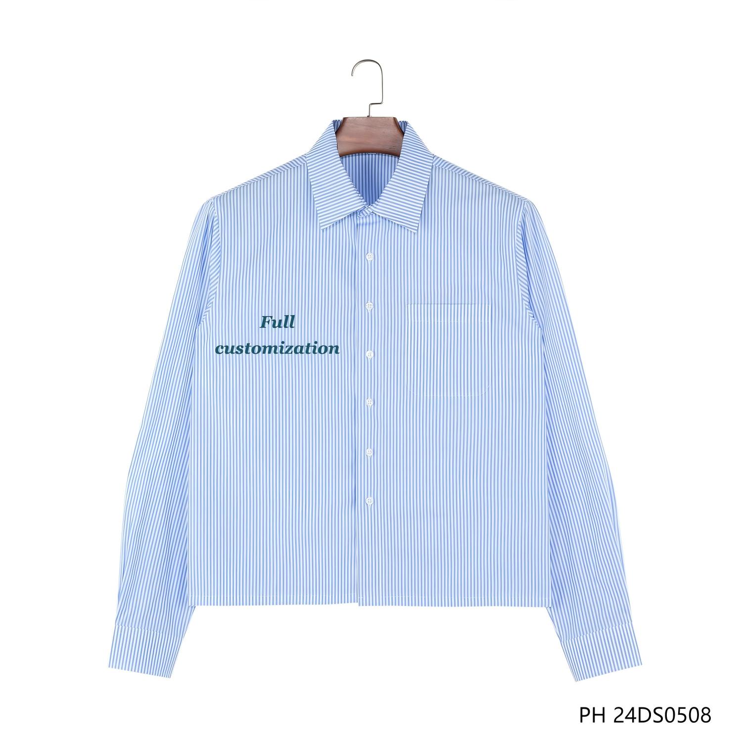Men's 100% Cotton Blue And White Stripes Button Down Long Sleeve Shirts