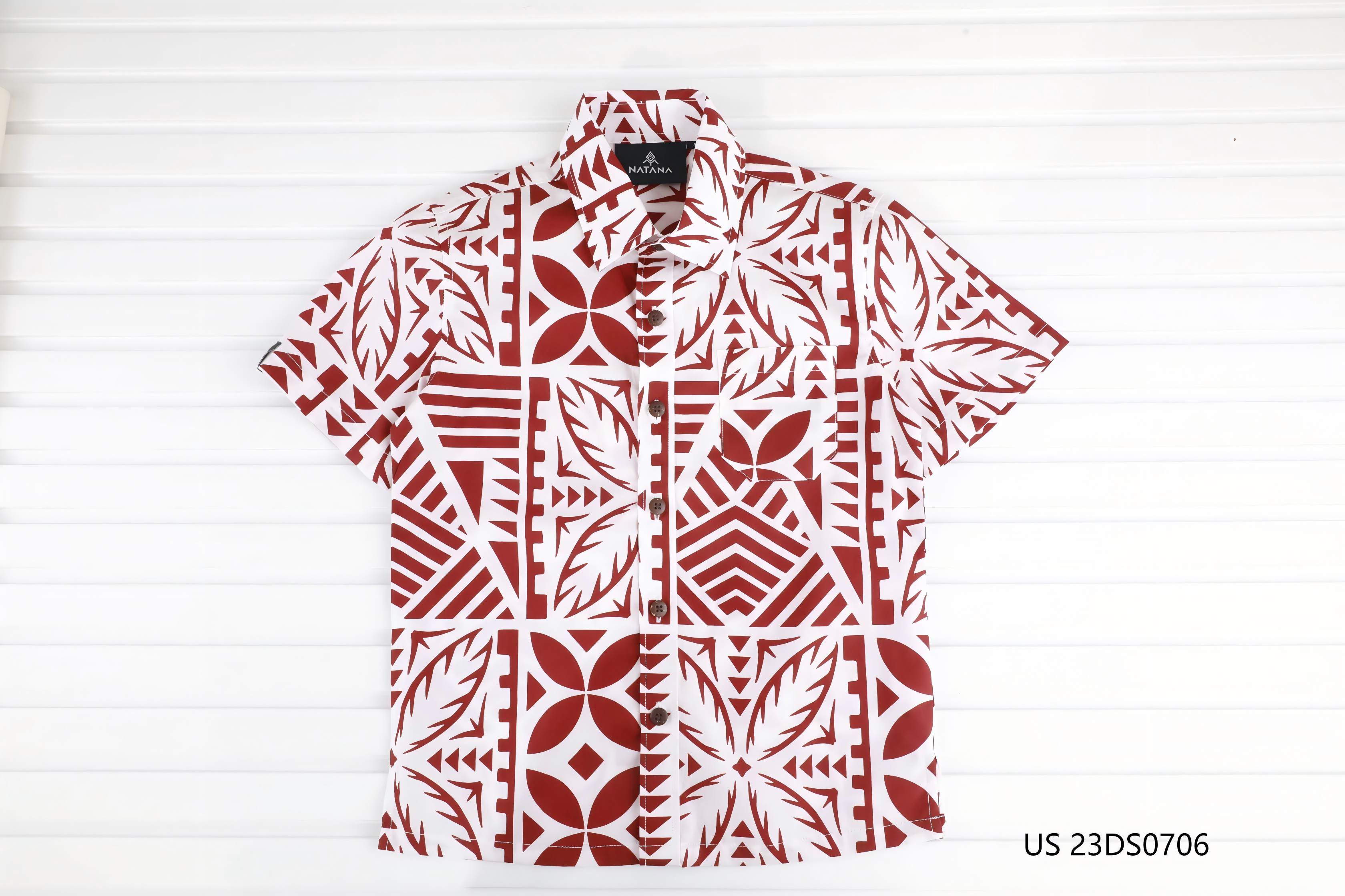 Men's 100% Cotton Red And White Short Sleeve Button Down Shirts