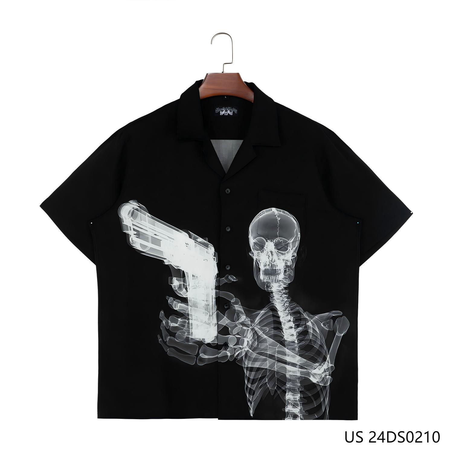 Men's 100% Rayon Horror Style Short Sleeve Button Down Shirts