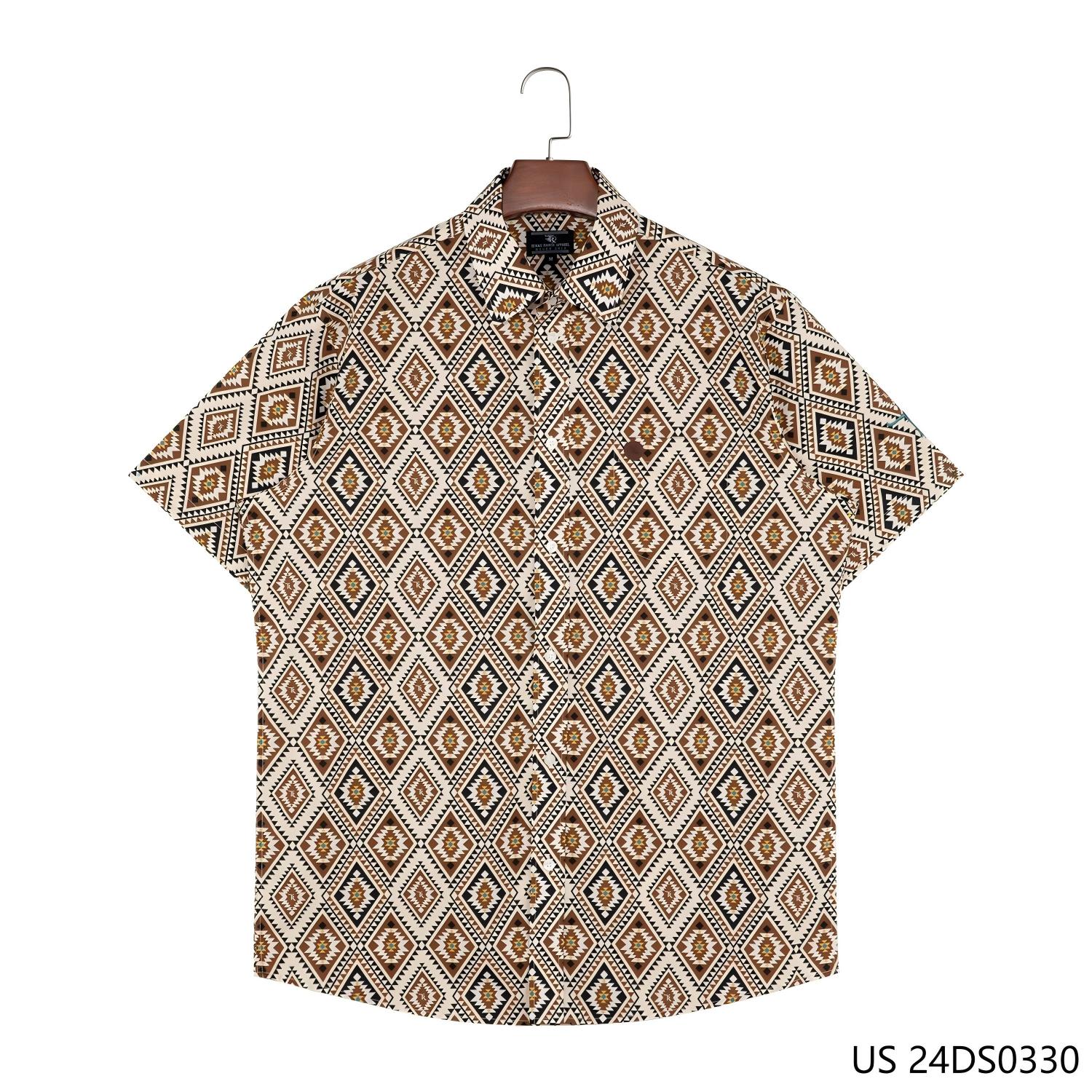 Men's 100%  Cotton Khaki Short Sleeve Button Down Shirts