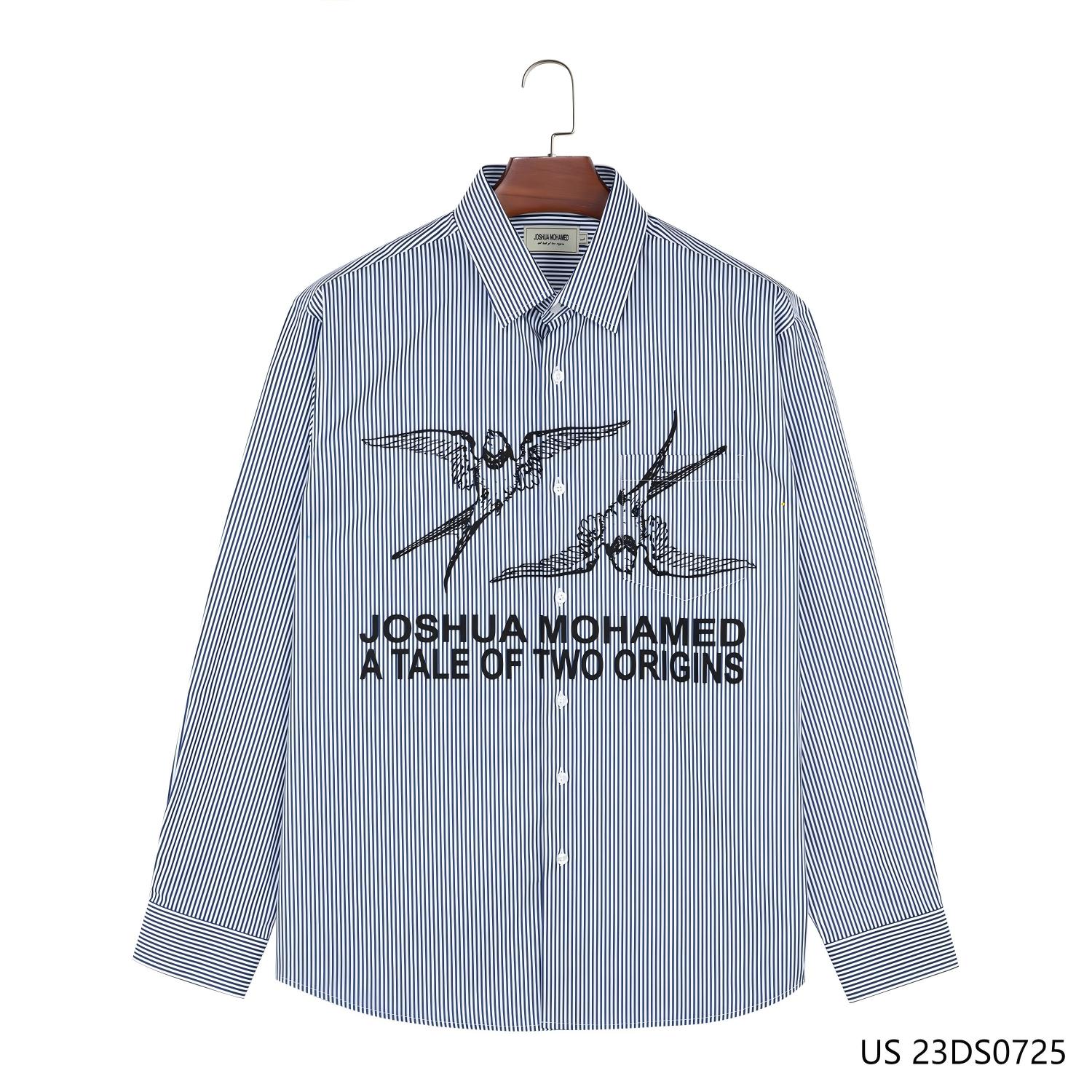 Men's 100% Cotton  Printing Blue And White Stripes Button Down Long Sleeve Shirts