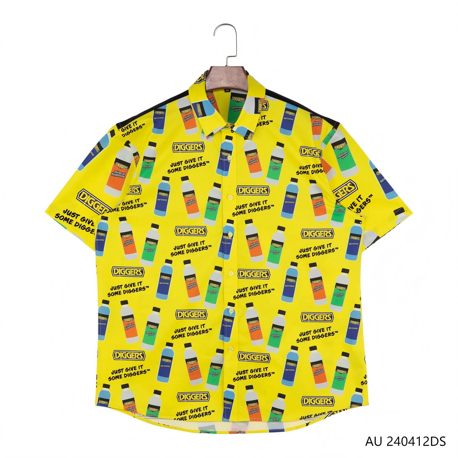 Men's 100% Cotton Black And Yellow Contrast With Many Bottle  Patterns