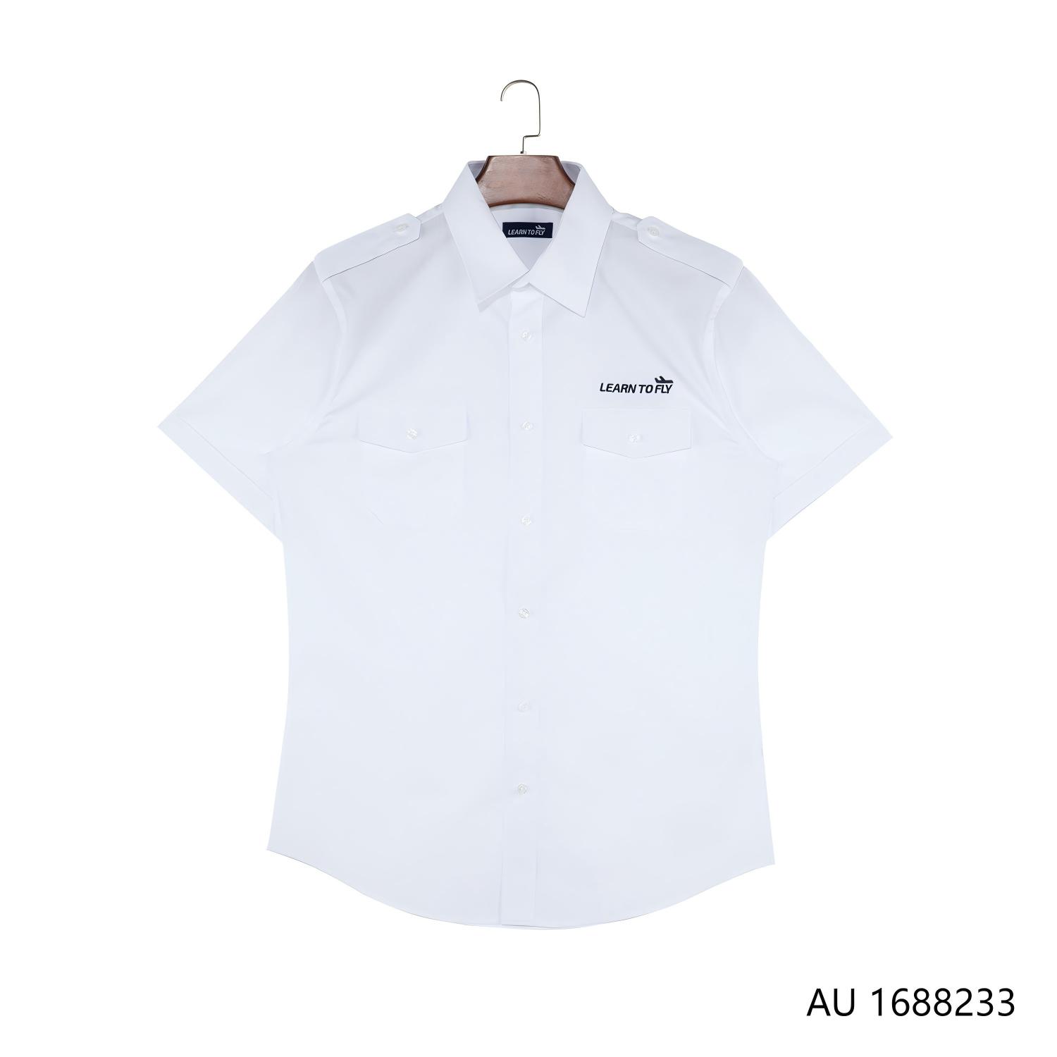 Men's 60% Cotton  40% Polyester  Slim Fit  Embroidered Plain White Short Sleeve Button Down Sleeve 