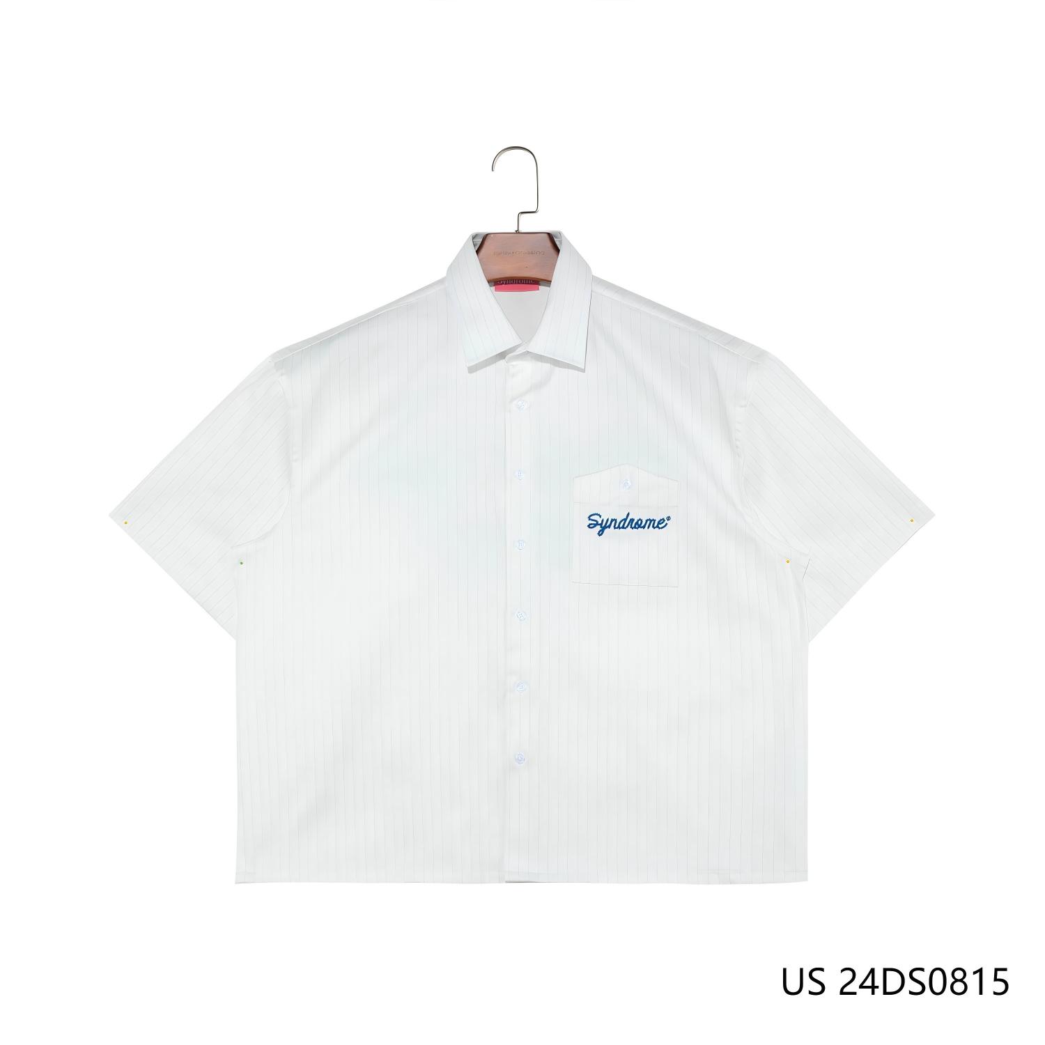 New Style Men's 100% Cotton White And Gray Stripes Short Sleeve Button Down Shirts