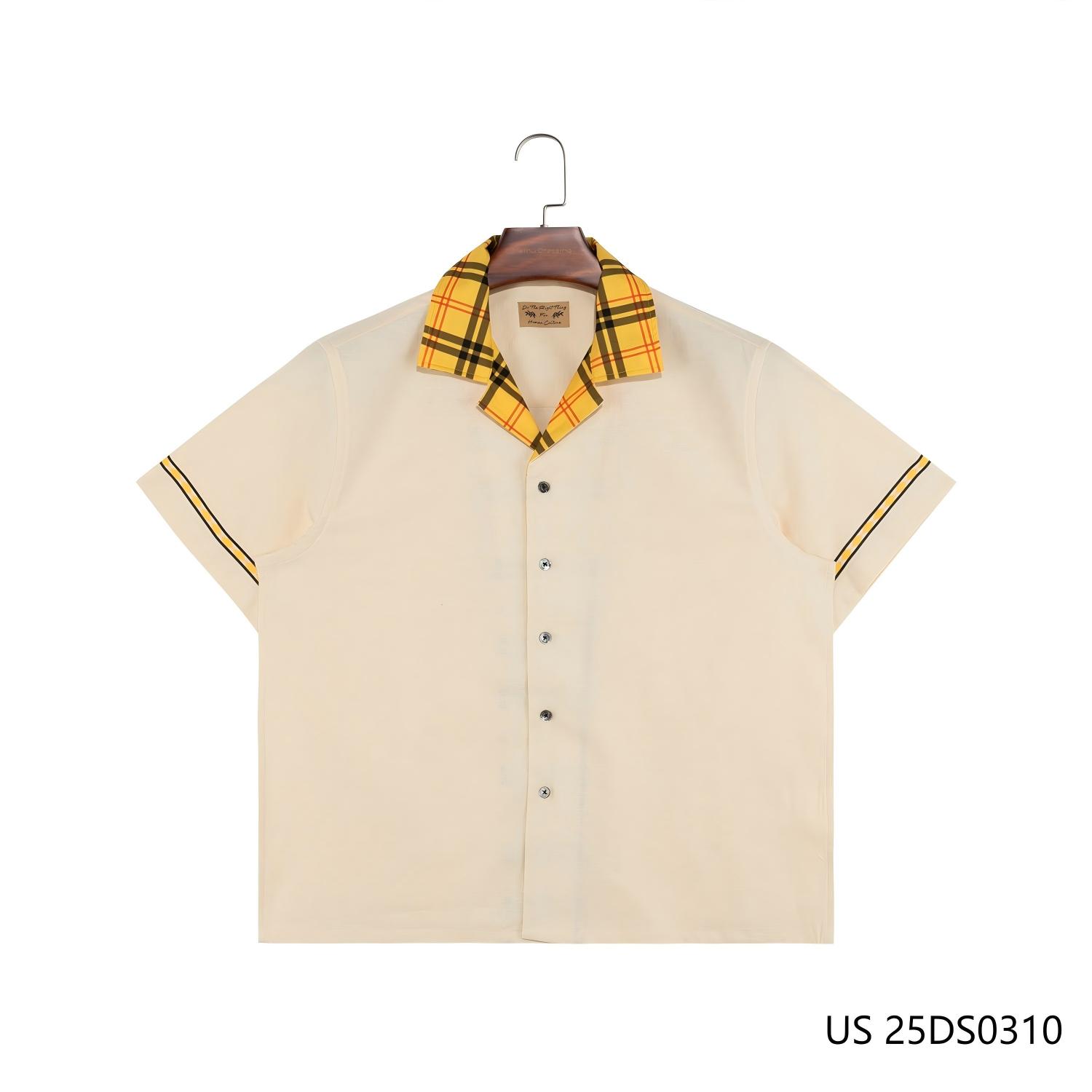 2025 New Style Custom Cuban Camp Western Contrast Collar Men's Summer Casual Hawaiian Printed Poplin Shirts