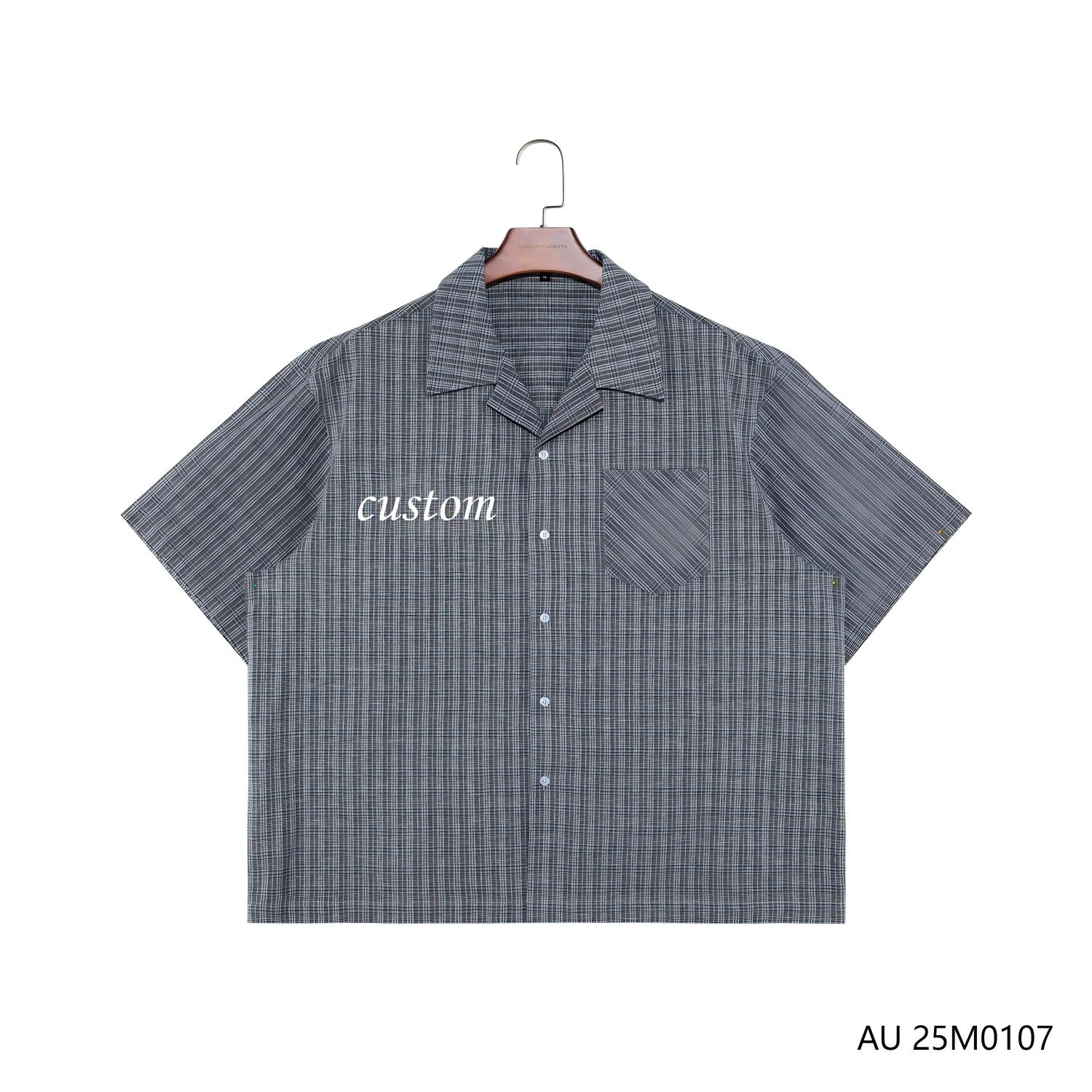 2025 New Style Customizable Stripes Short Sleeve Length Button Down Shirts