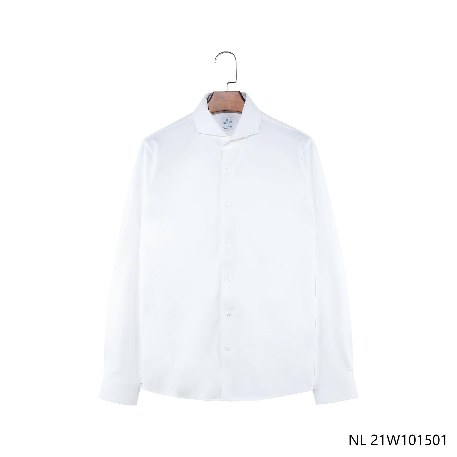 Men's  White Slim Fit  Round Hem Button Down Long Sleeve Shirts With a Turn-down Collar