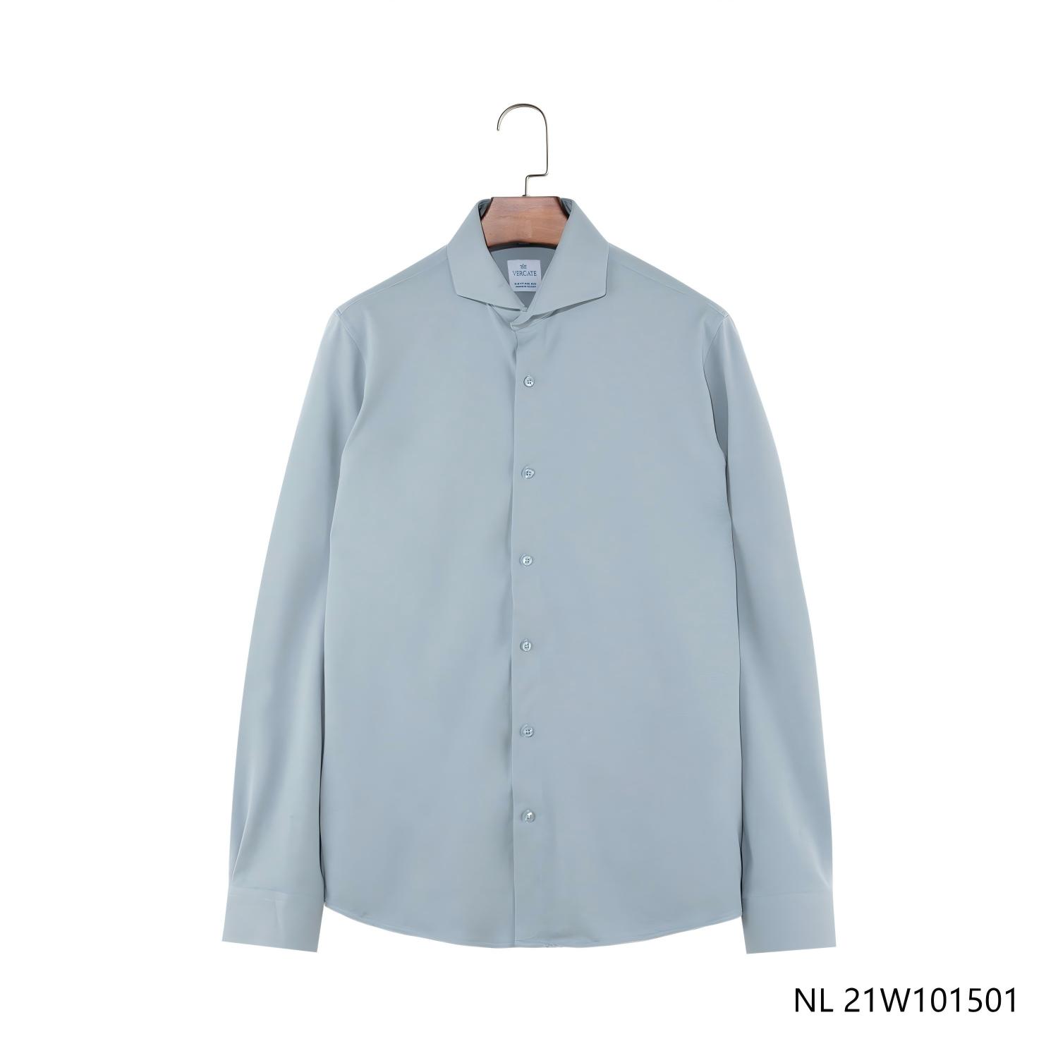Men's Slim Fit Full Round Hem Sleeve Button Down Shirts With a Turn-down Collar