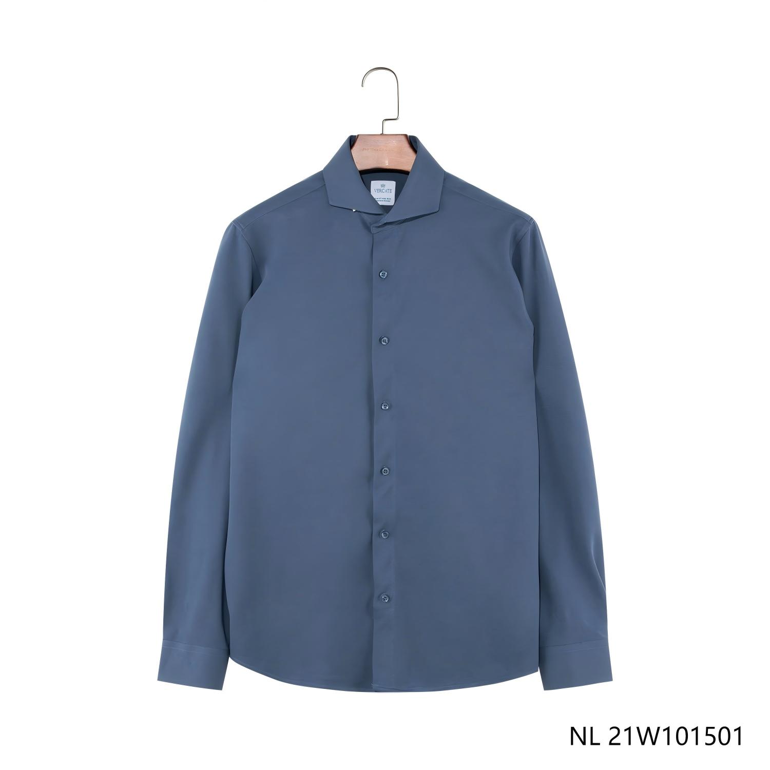 Men's Slim Fit Round Hem Button Down Long Sleeve Shirts With a Turn-down Collar