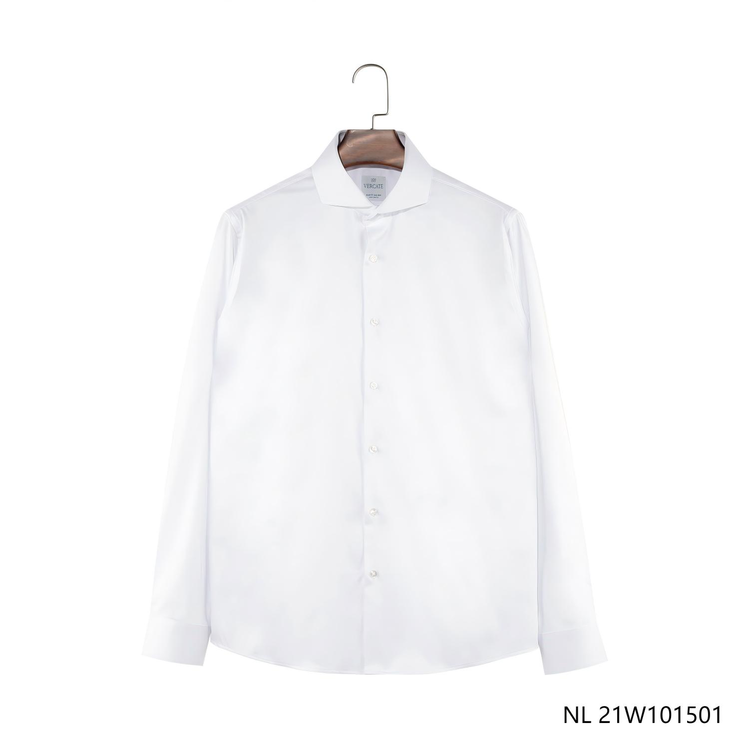 White Slim Fit Round Hem Button Down Long Sleeve Shirts for Men With a Turn-down Collar