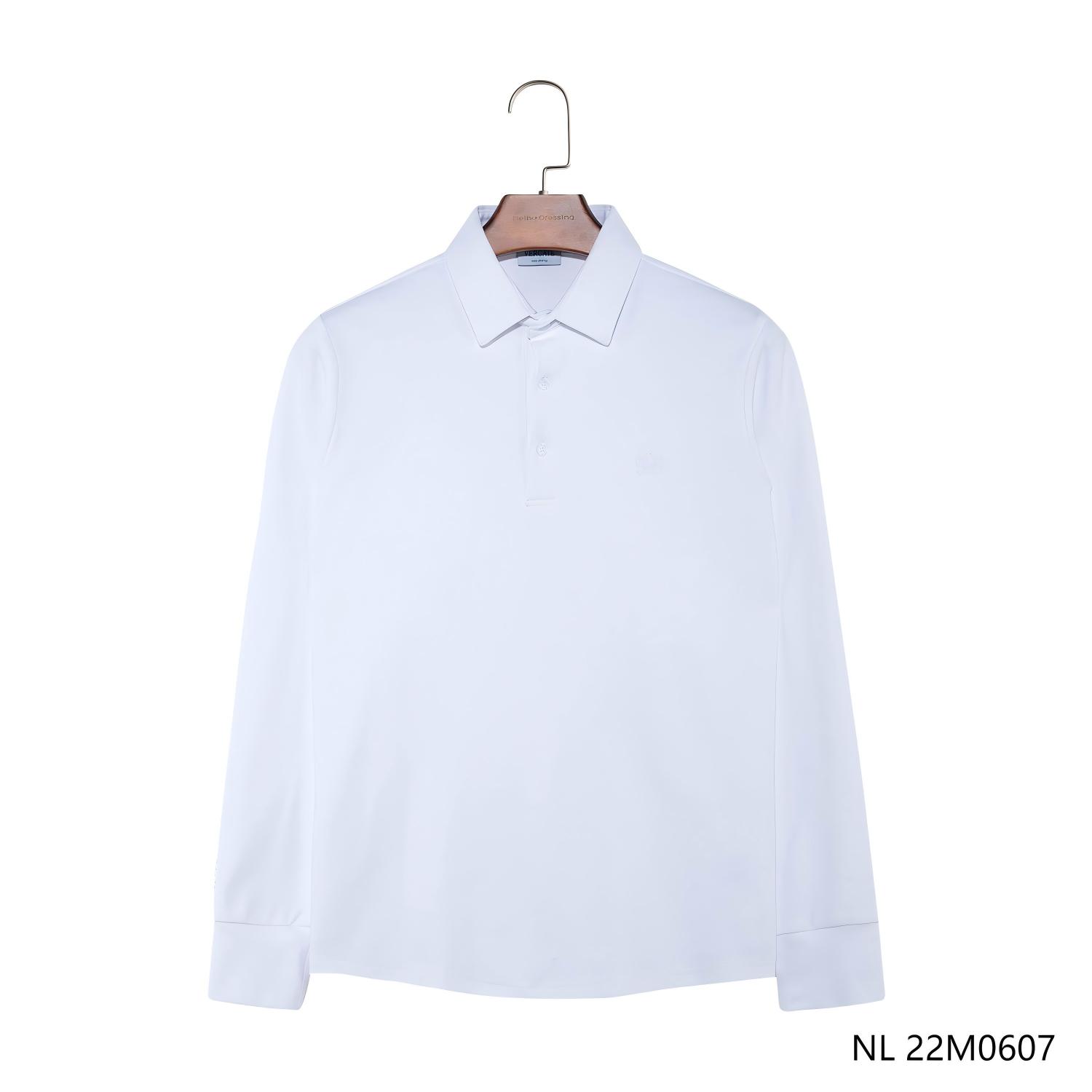 Men's 96% Cotton 4% Spandex White Embroidered Long Sleeve Polo Shirts