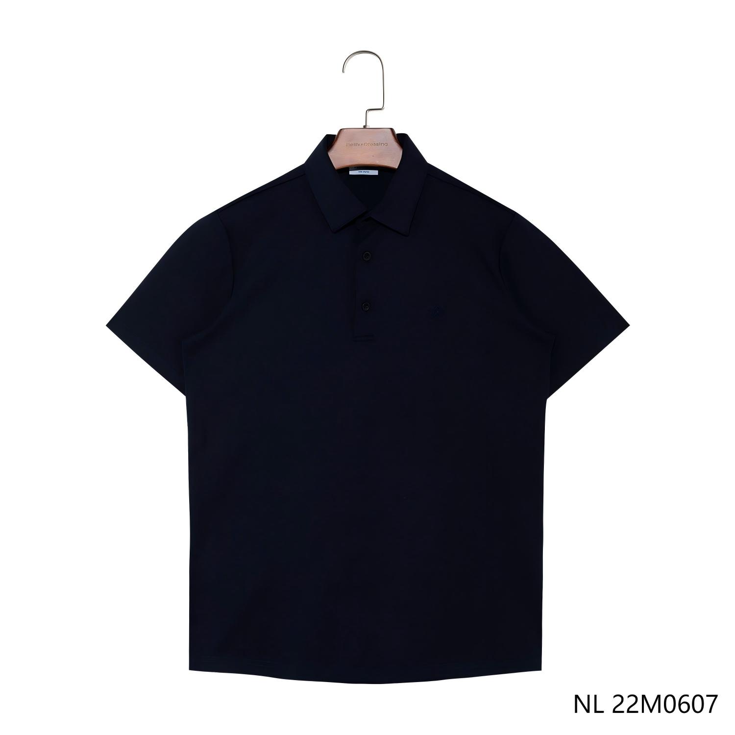 Men's 96% Cotton 4% Spandex  Dark Blue Embroidered Short Sleeve Polo Shirts