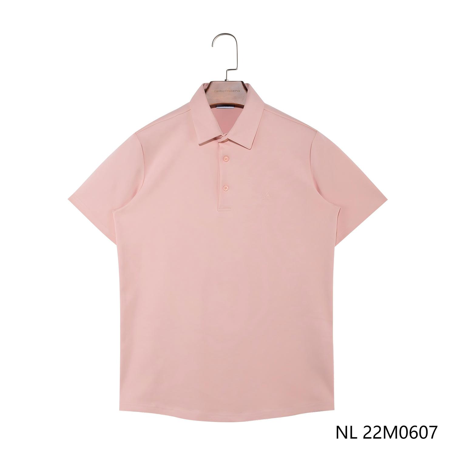 Men's 96% Cotton 4% Spandex Light Pink Embroidered Short Sleeve Polo Shirts