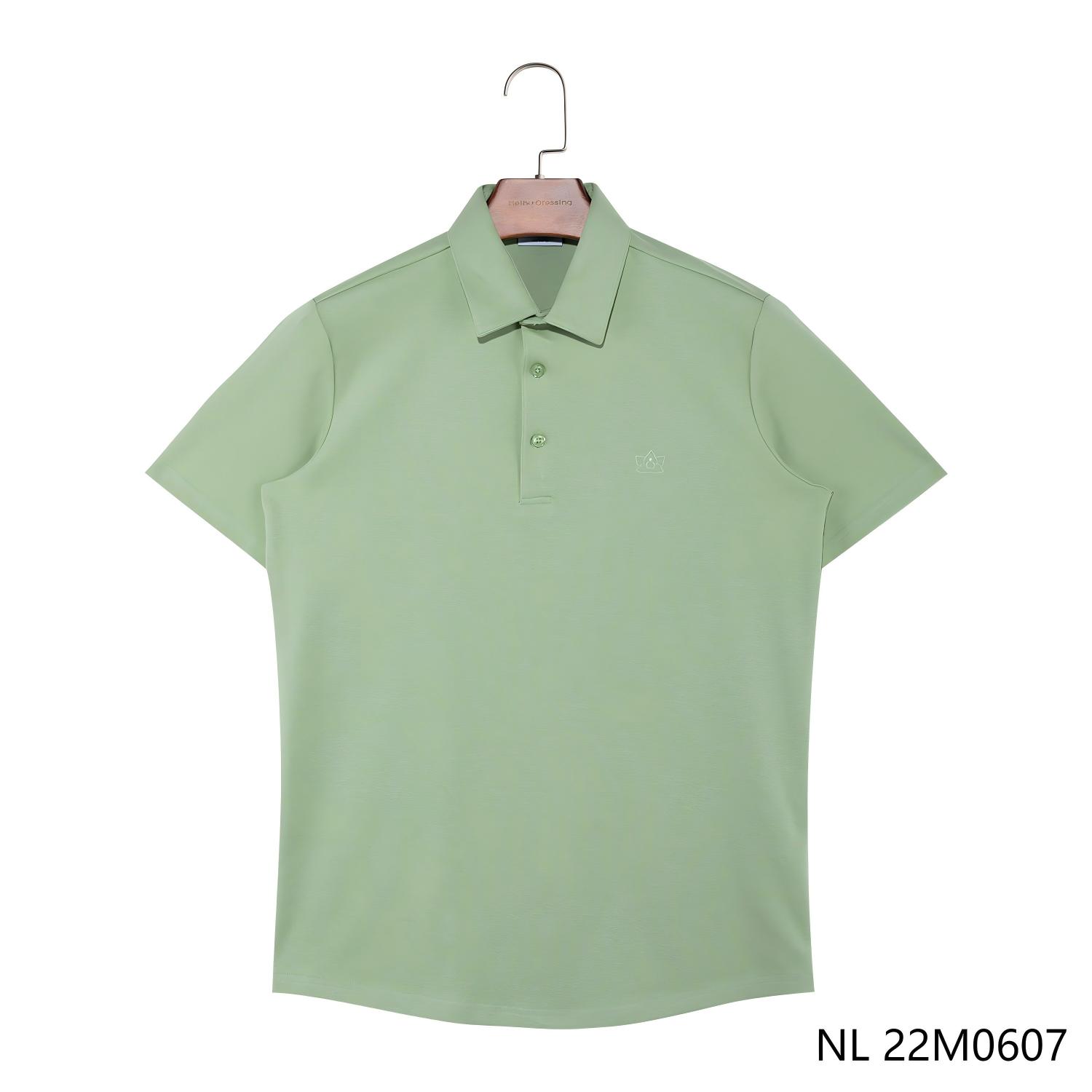 Men's 96% Cotton 4% Spandex Light Green Embroidered Short Sleeve Polo Shirts
