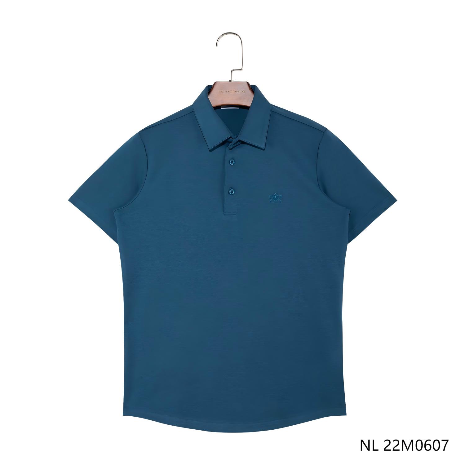 Men's 96% Cotton 4% Spandex Blue Embroidered Short Sleeve Polo Shirts