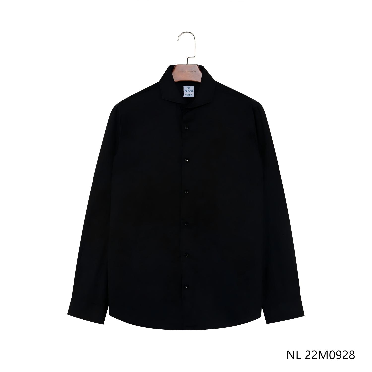 Men's 55% Linen 45% Cotton Black Embroidered  Button Down Long Sleeve Shirts