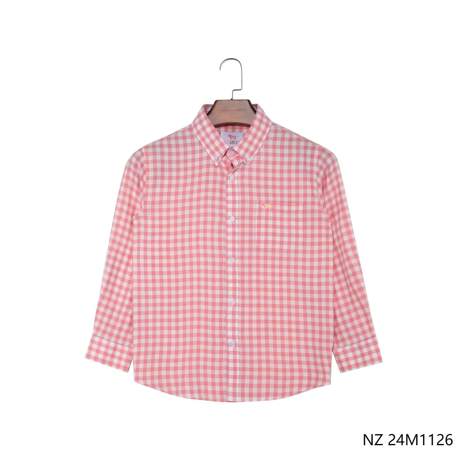 Men's 100% Cotton Pink Plaid Button Down Long Sleeve Shirts