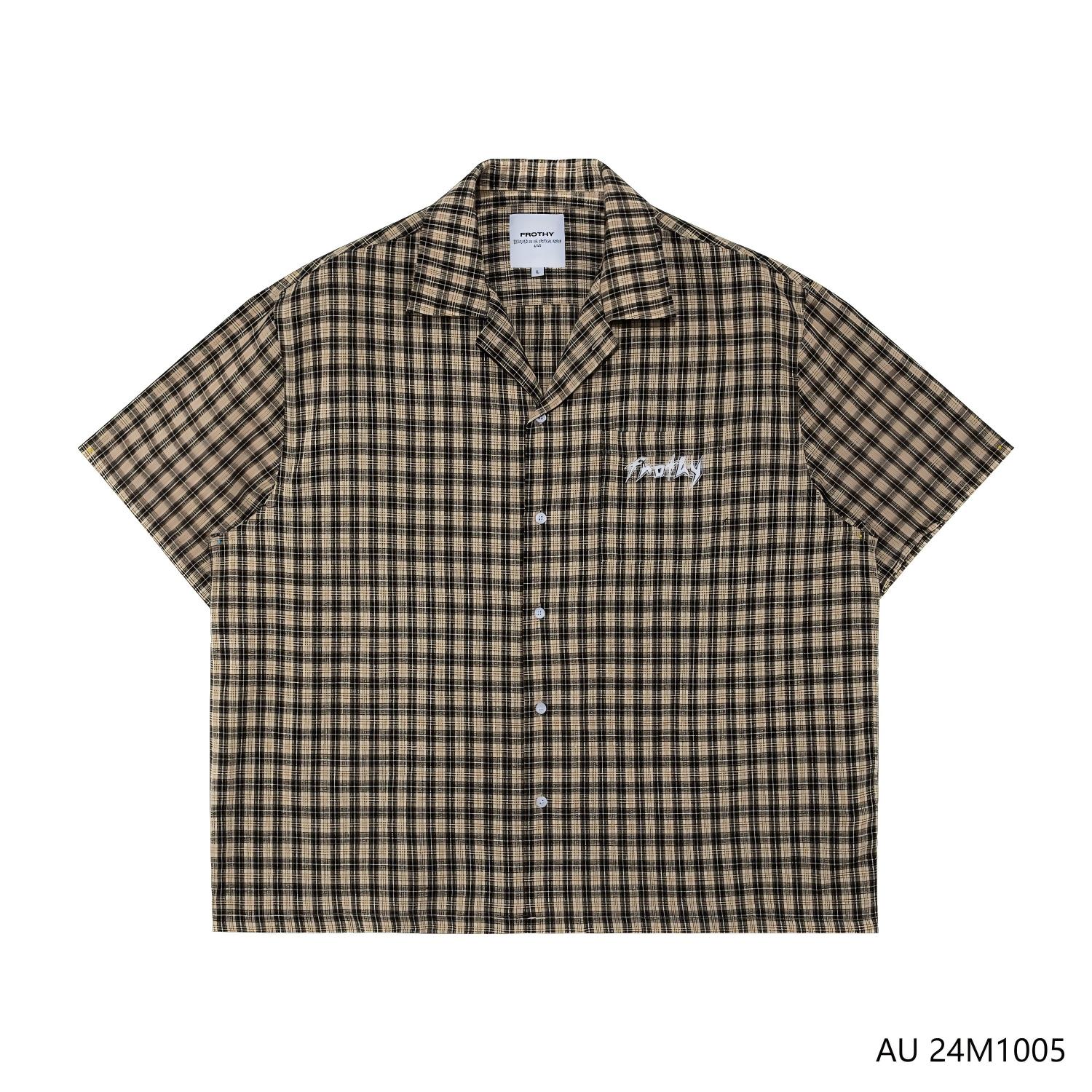 Men's 100% Cotton Yellow Plaid Short Sleeve Button Down Shirts