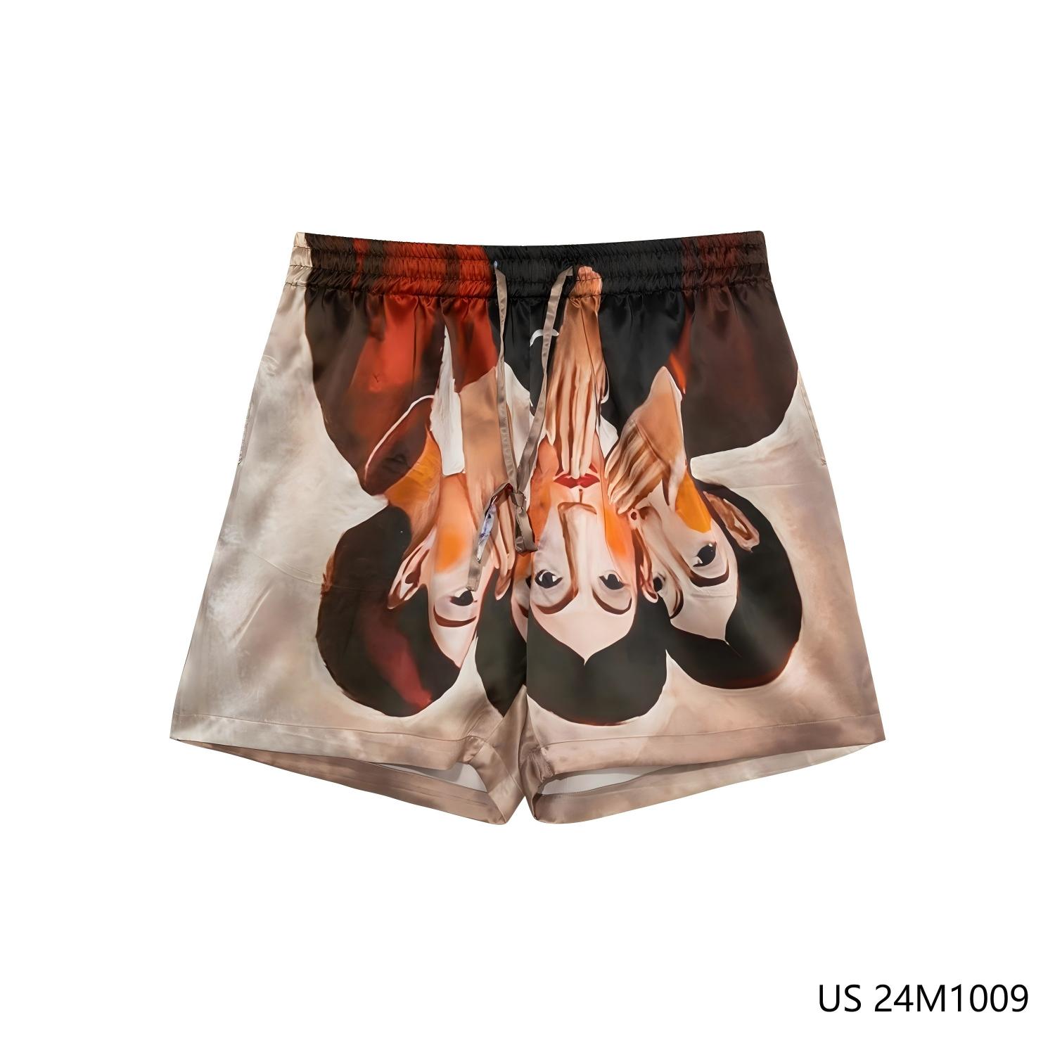 Men's 100% Silk Drawstring  Printed Shorts