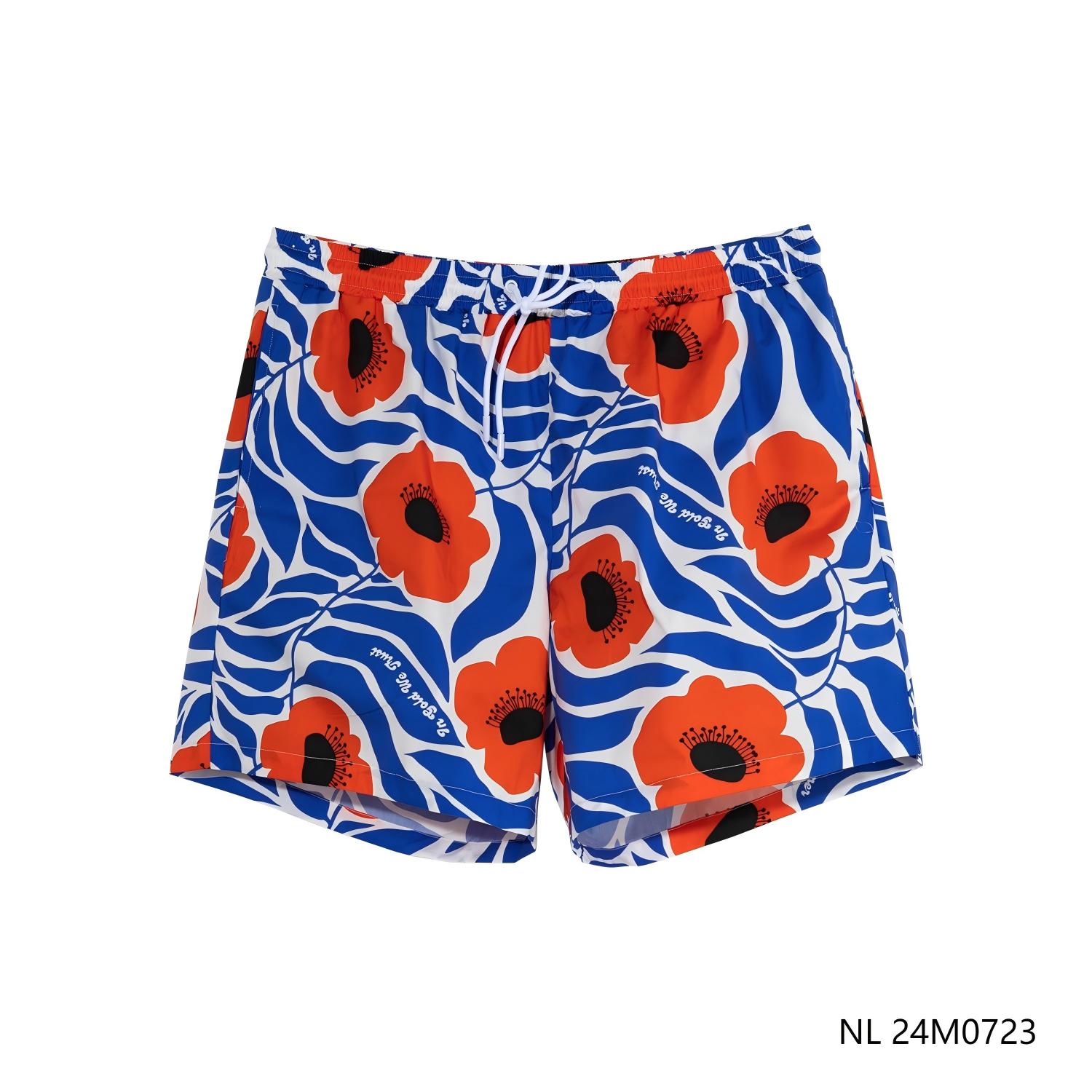 Men's 97% Cotton 3% Spandex Drawstring Printed Shorts