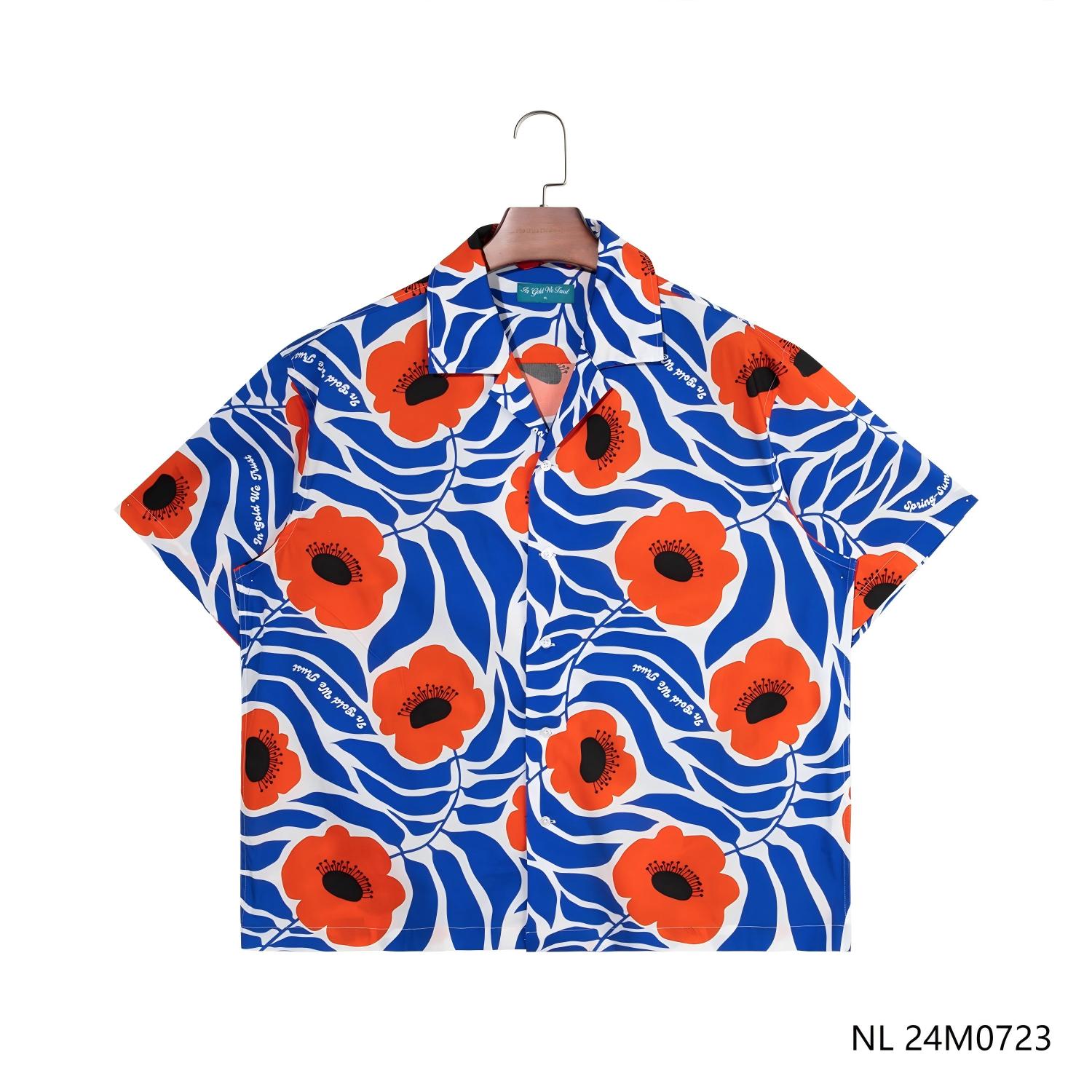 Men's 97% Cotton 3% Spandex Printed Short Sleeve Button Down Shirts