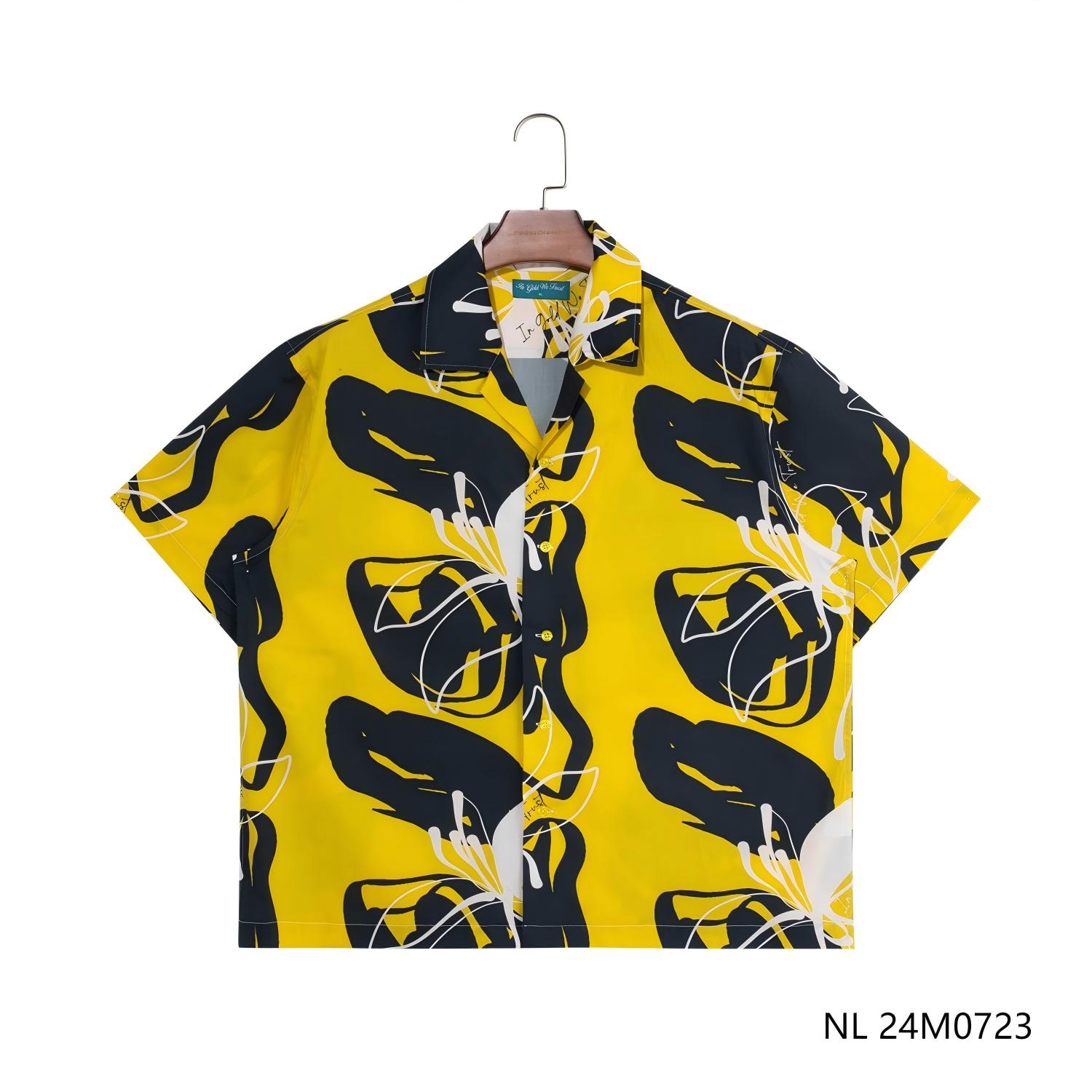 Men's 97% Cotton 3% Spandex Printed Short Sleeve Button Down Shirts