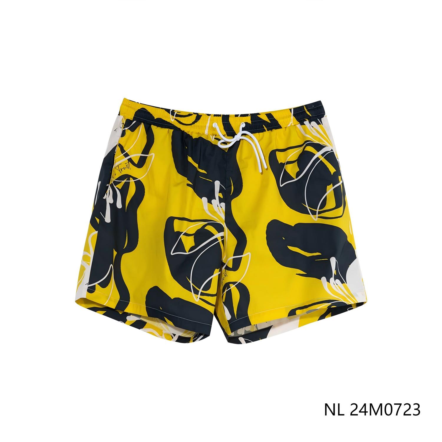 Men's 97% Cotton 3% Spandex Drawstring Printed Shorts