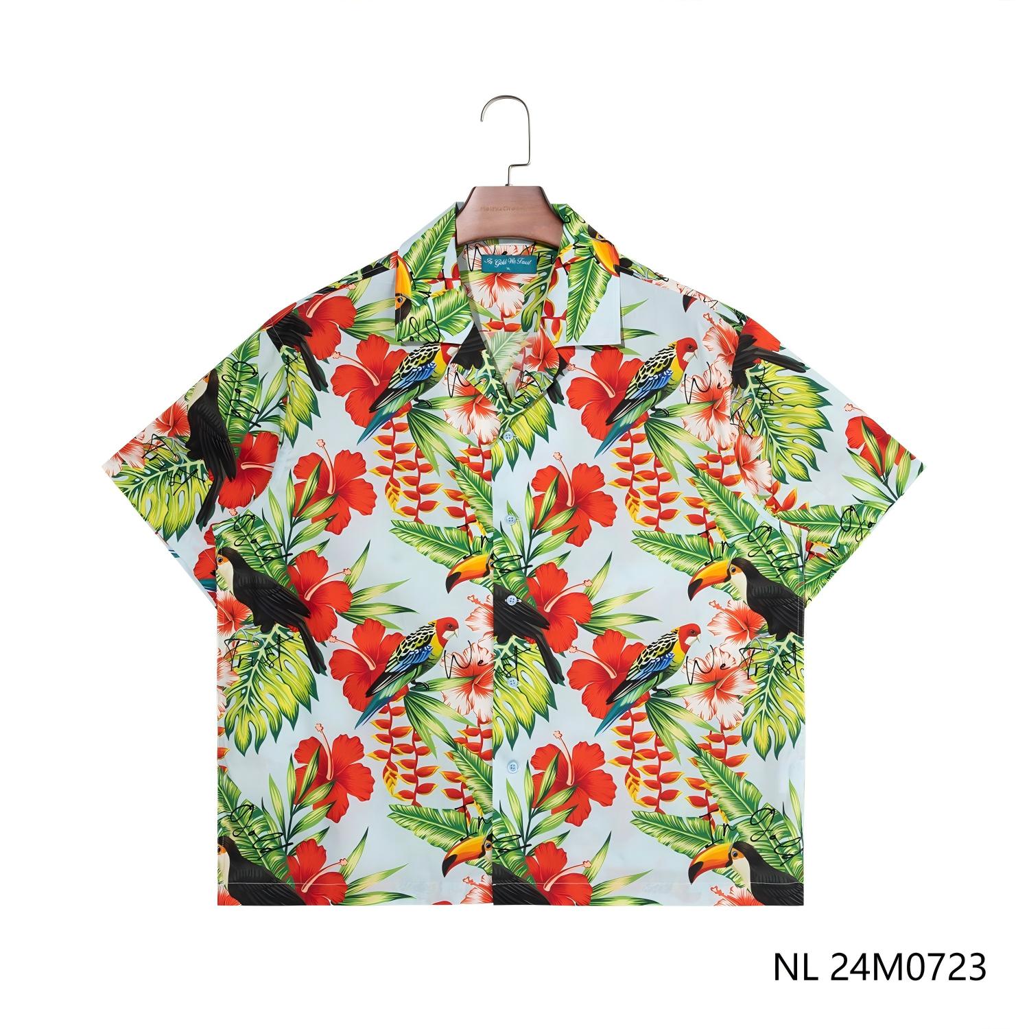 Men's 97% Cotton 3% Spandex Printed Short Sleeve Button Down Shirts